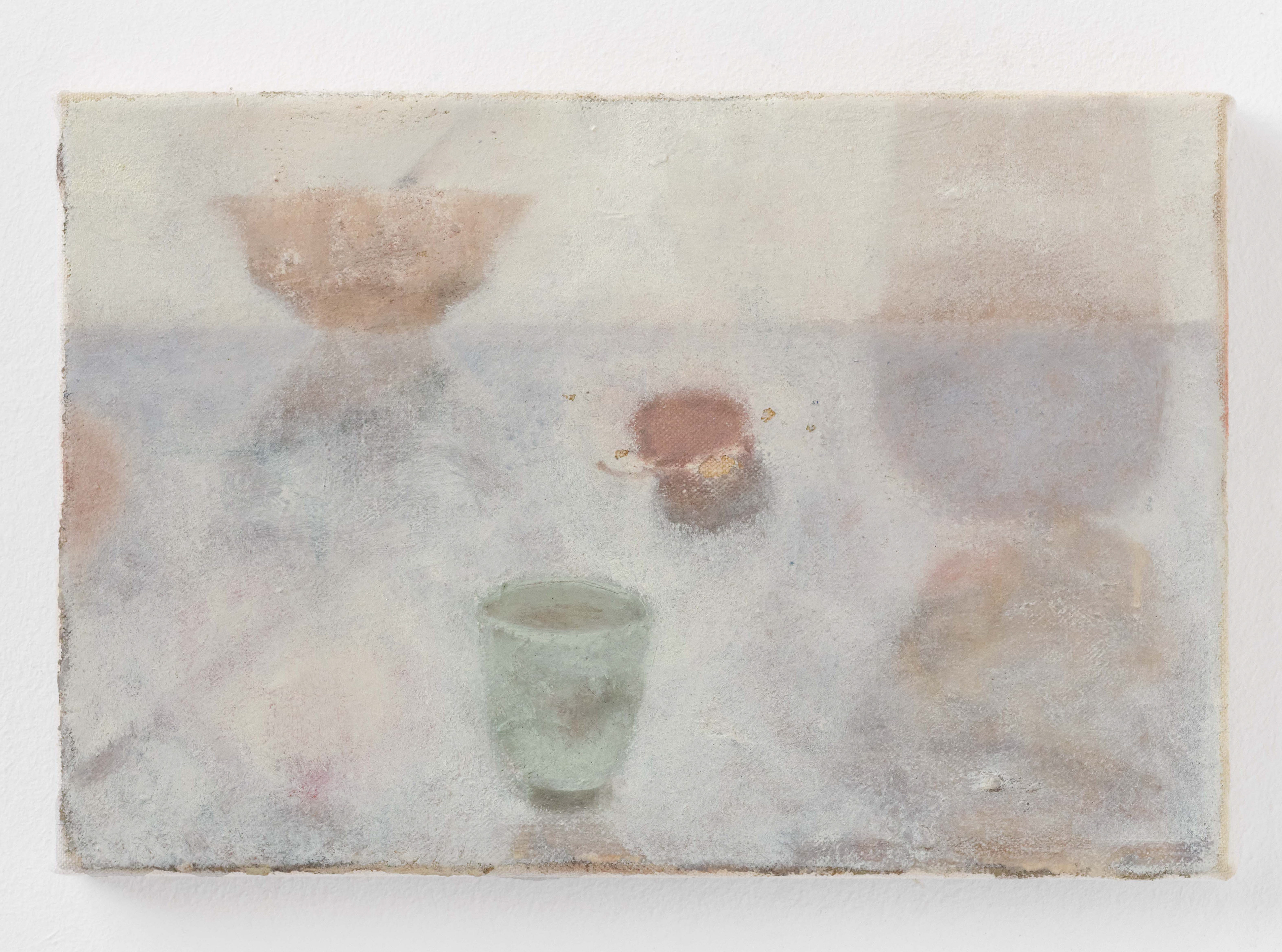 Merve Ceylan, they"ll fly away if i move, 2024, oil, pigment and clay ground on canvas, 30x20 cm © Valerie Maltseva