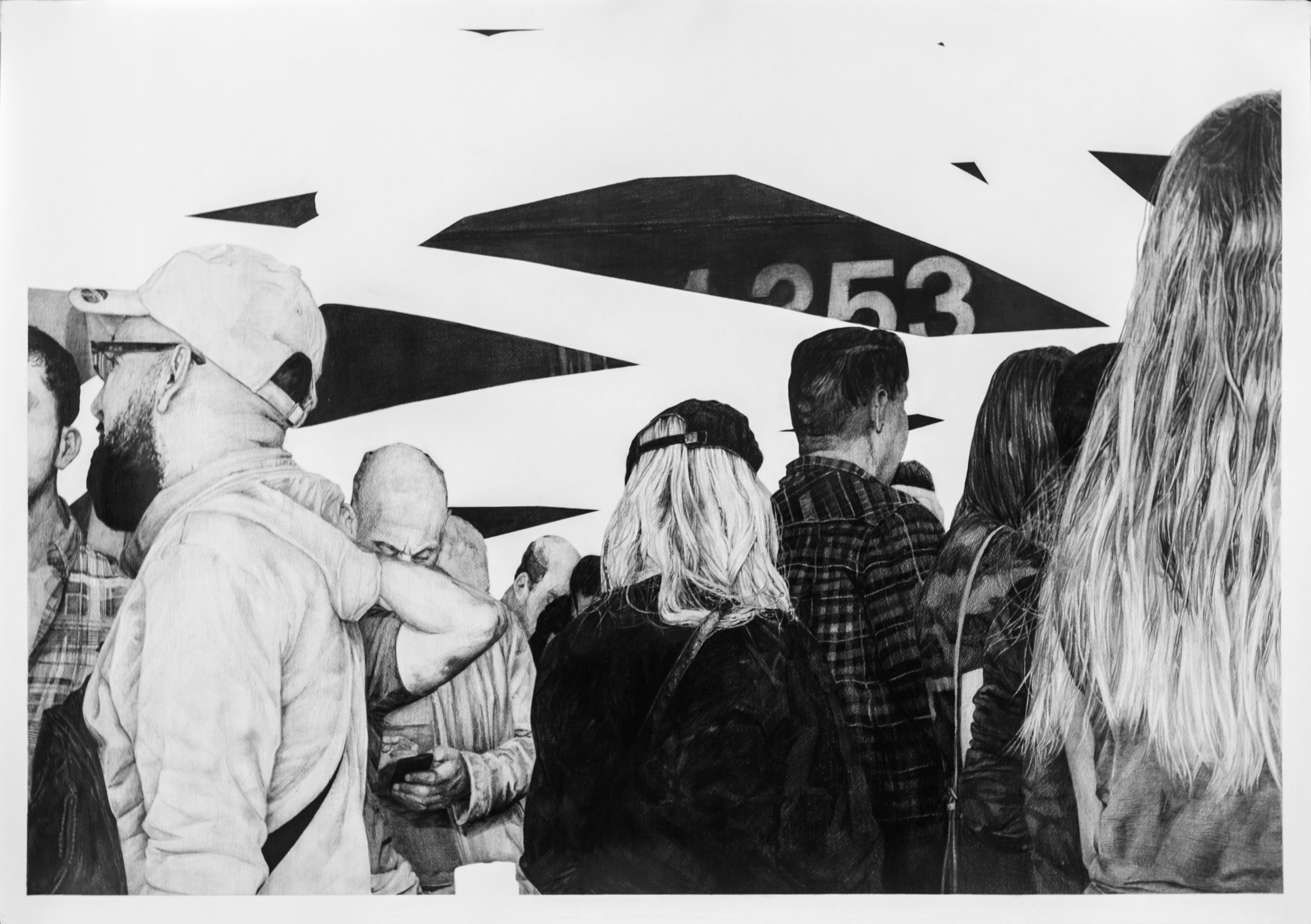 1353 feet high, graphite sur papier, 75x110 cm, 2019