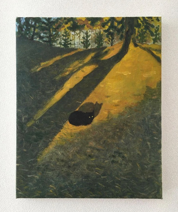 “The Last Sunbathing of the Day” Oil on linen, 27.5x22cm, (2021)