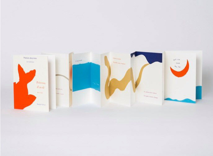 POISSON D’AVRIL Maeght Editeur D'après un texte de Boris Vian Livres dépliants imprimés en lithographie Paru dans la collection Poésies dessinées © Aurélie Coudière