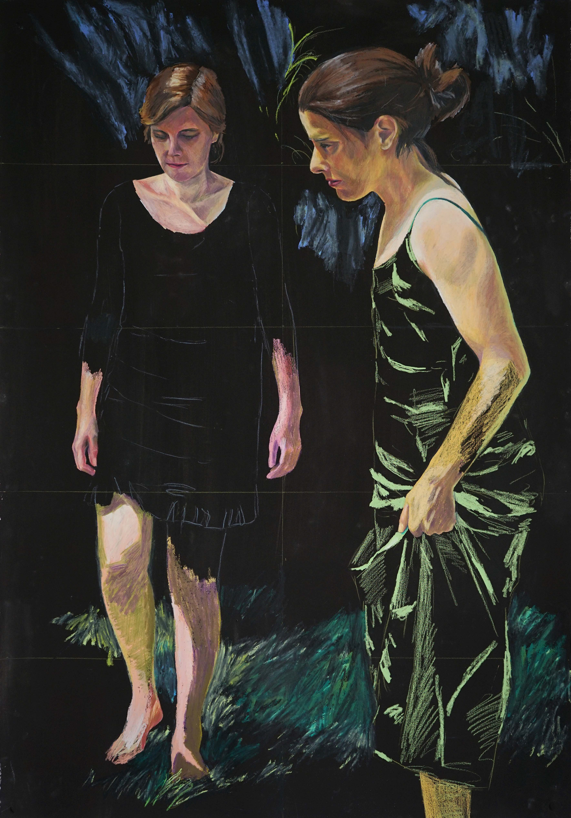 Deux sœurs, 2019, pastel, 70x100cm