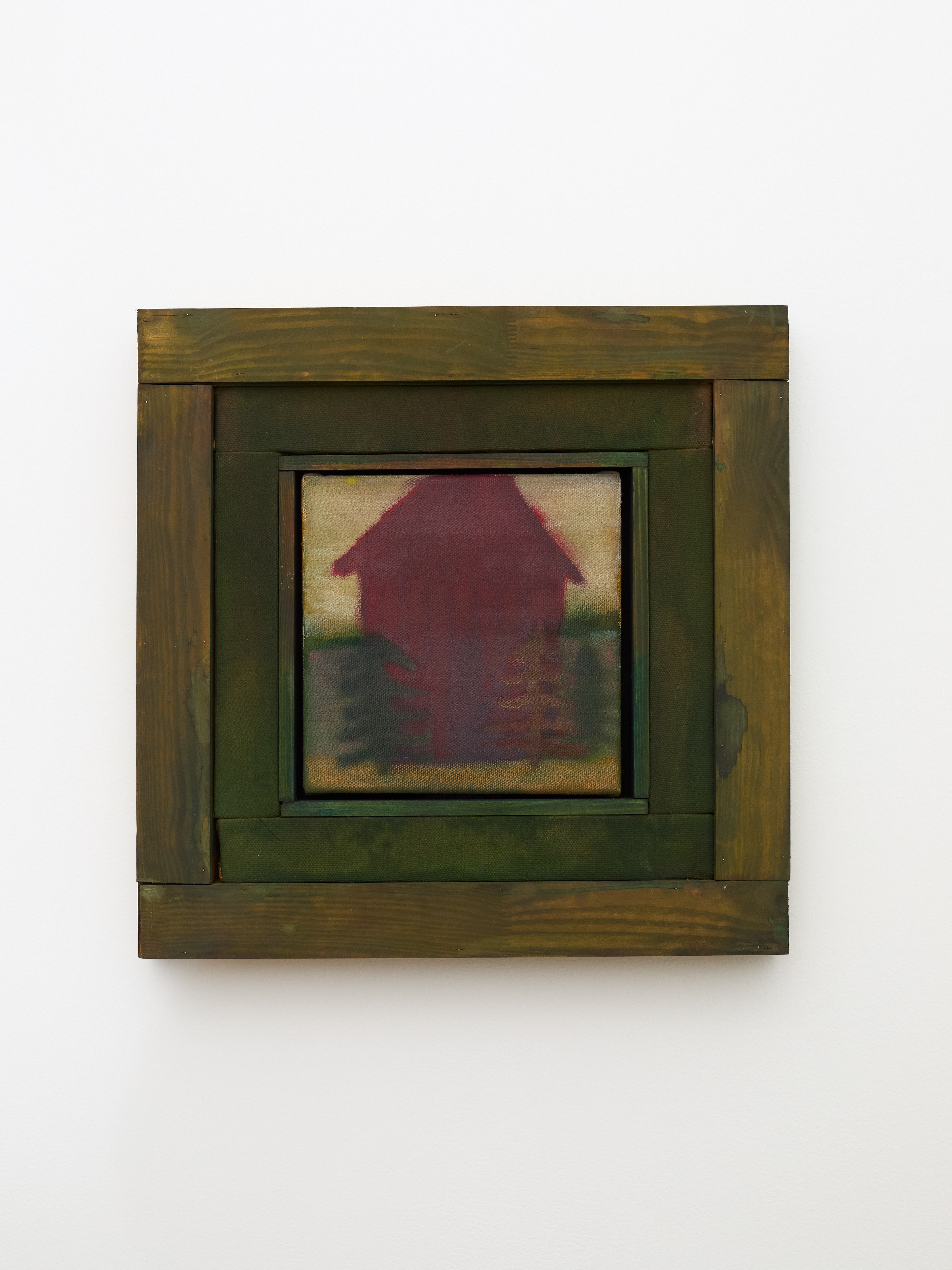 Maxime Testu  La grange, 2025  Encre, gomme arabique, pigments, peinture à huile, bois, 45x46x4 cm ©Albane Durand-Viel