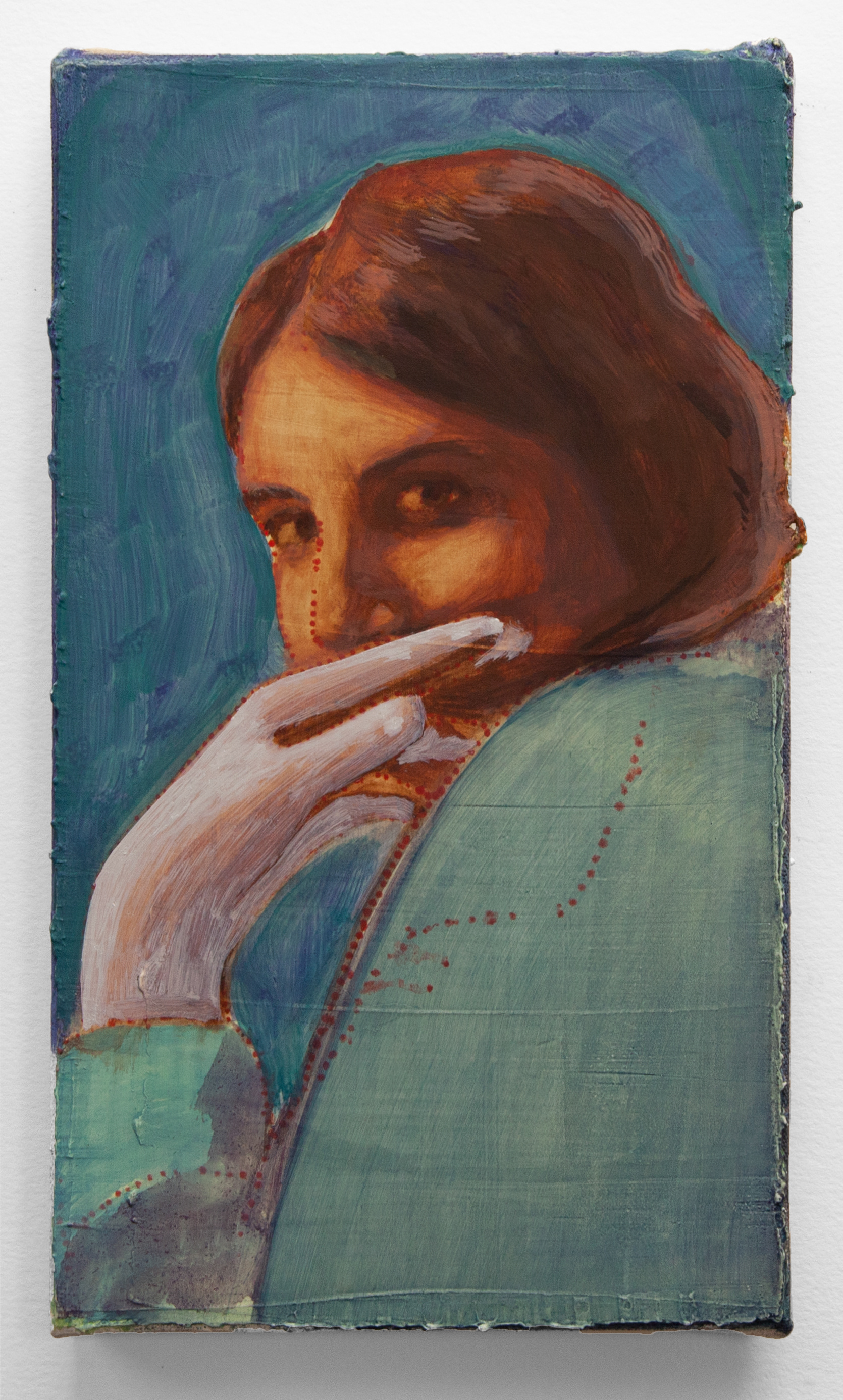 sans-titre, les doigts de craie, 2022 Huile sur toile 24 x14 cm