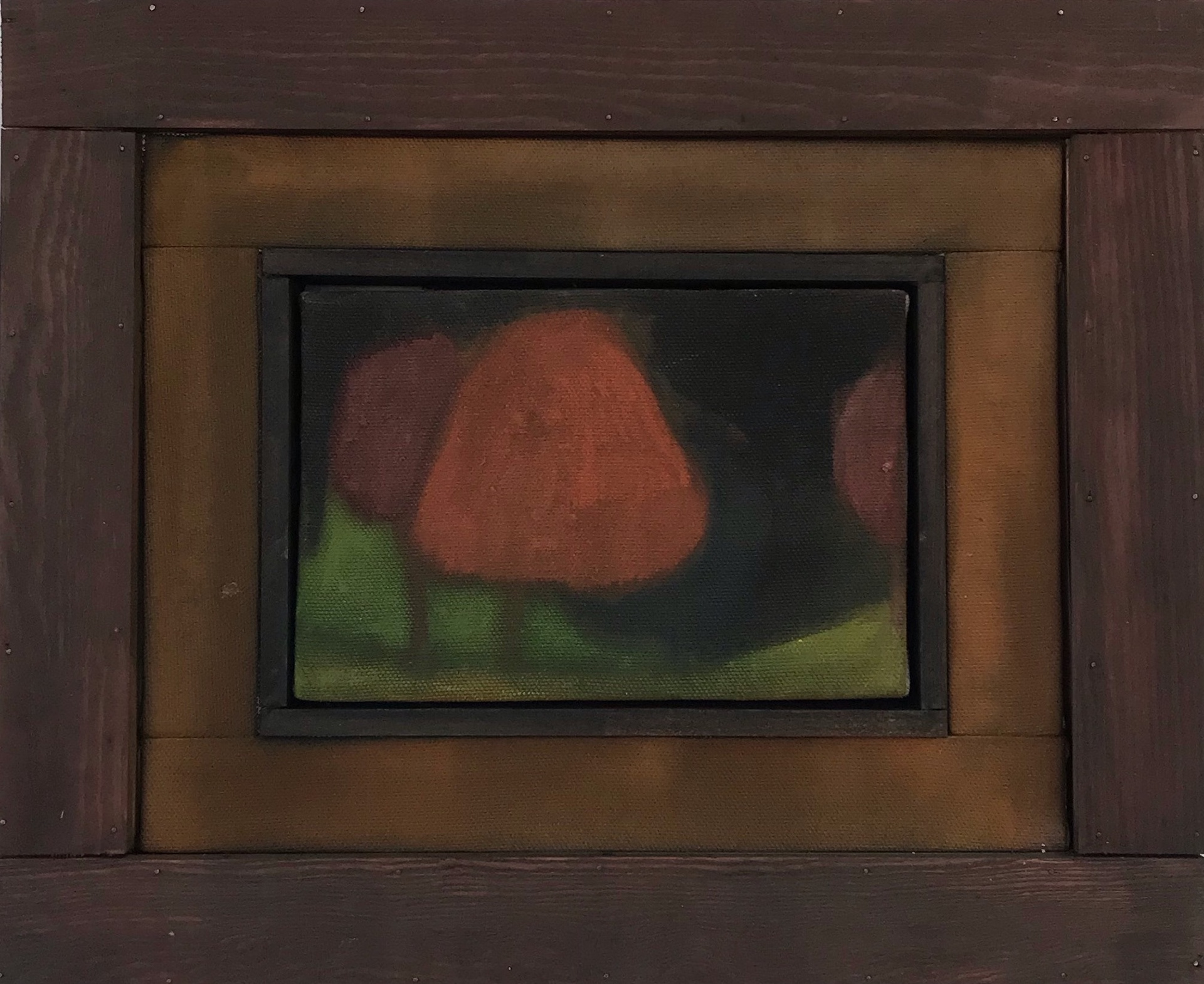 Maxime Testu,  L'arbre orange, 2025,  encre, gomme arabique, pigments, peinture à huile, bois,  42 x 35 x 6 cm 