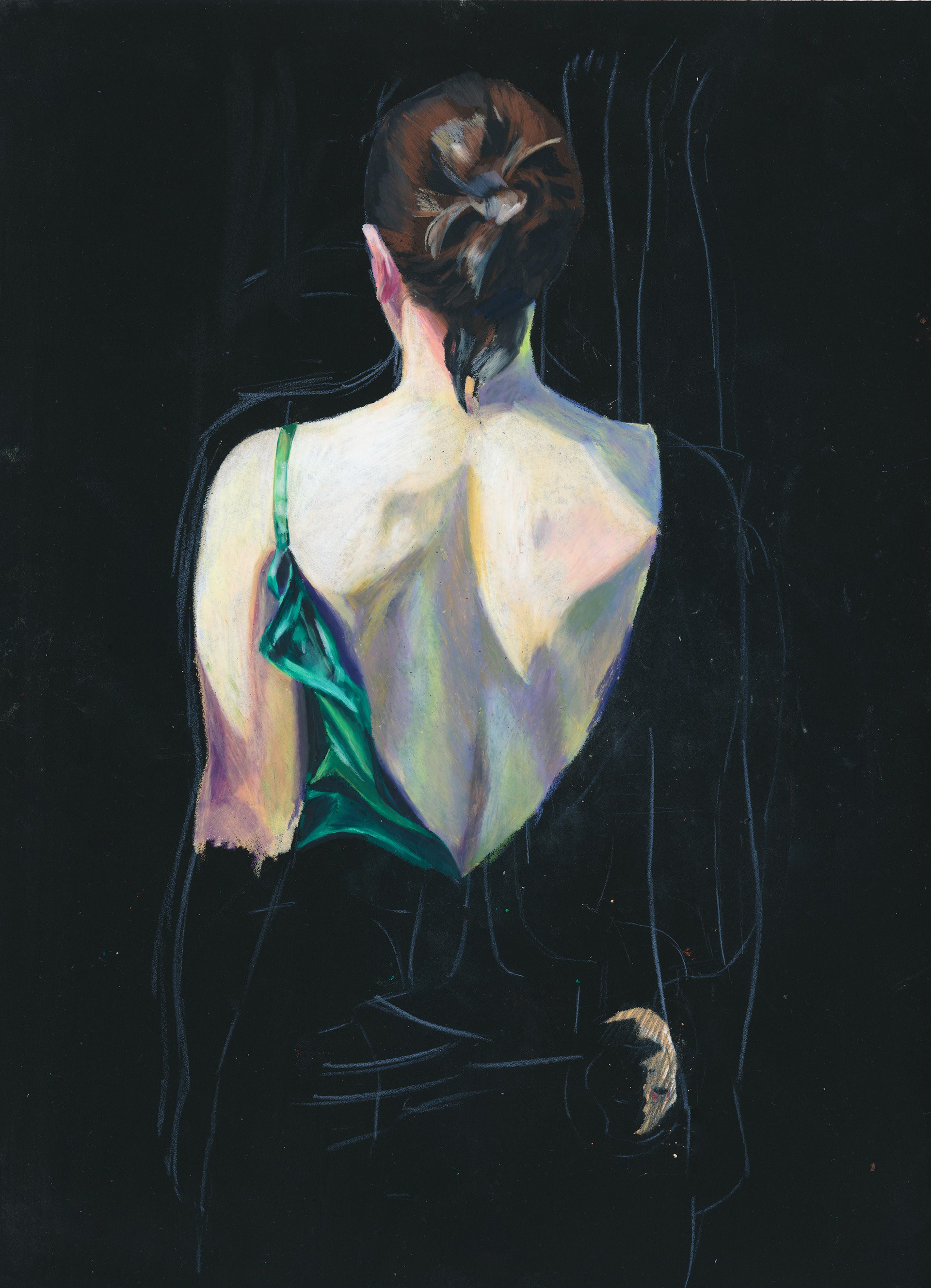 Dos (Constance), 2019, Pastels, 31 x 41 cm