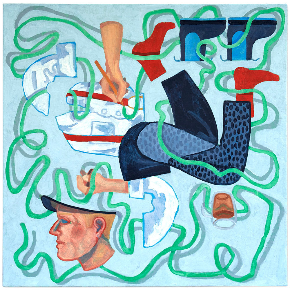 In A Tangle, 2021, huile sur toile, 80 x 80 cm