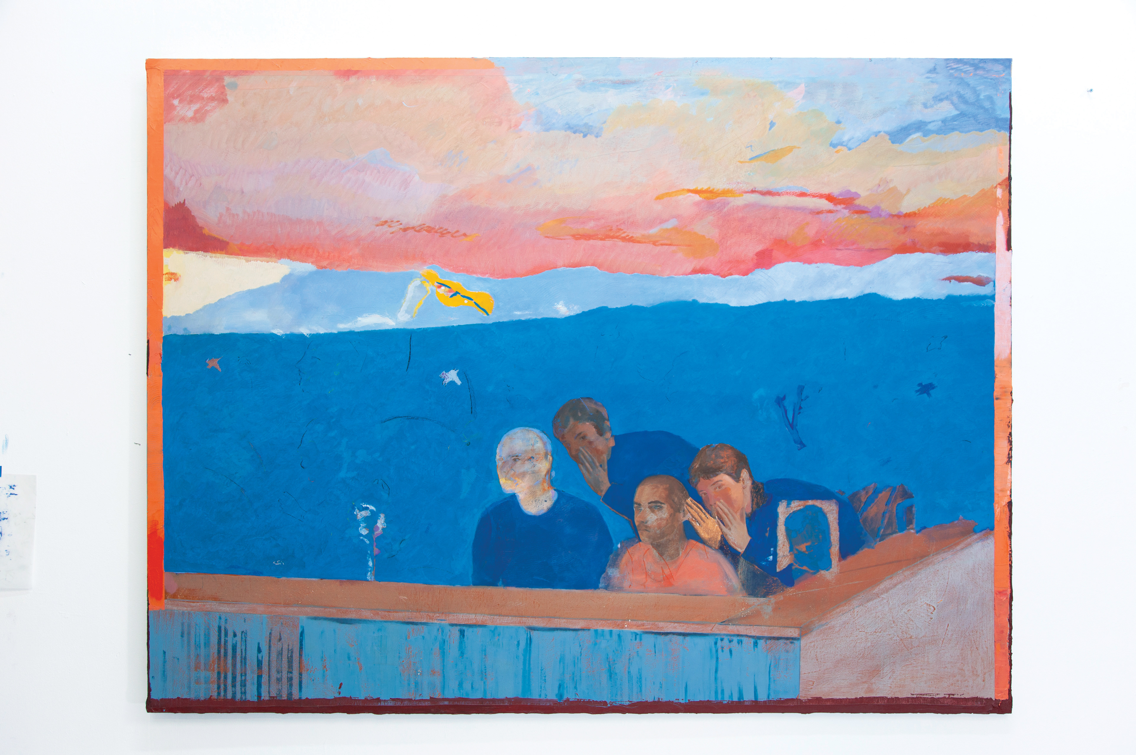 Tellement chaud, 2019/2021, huile sur toile, fusain, pastel, 165 x 215 cm
