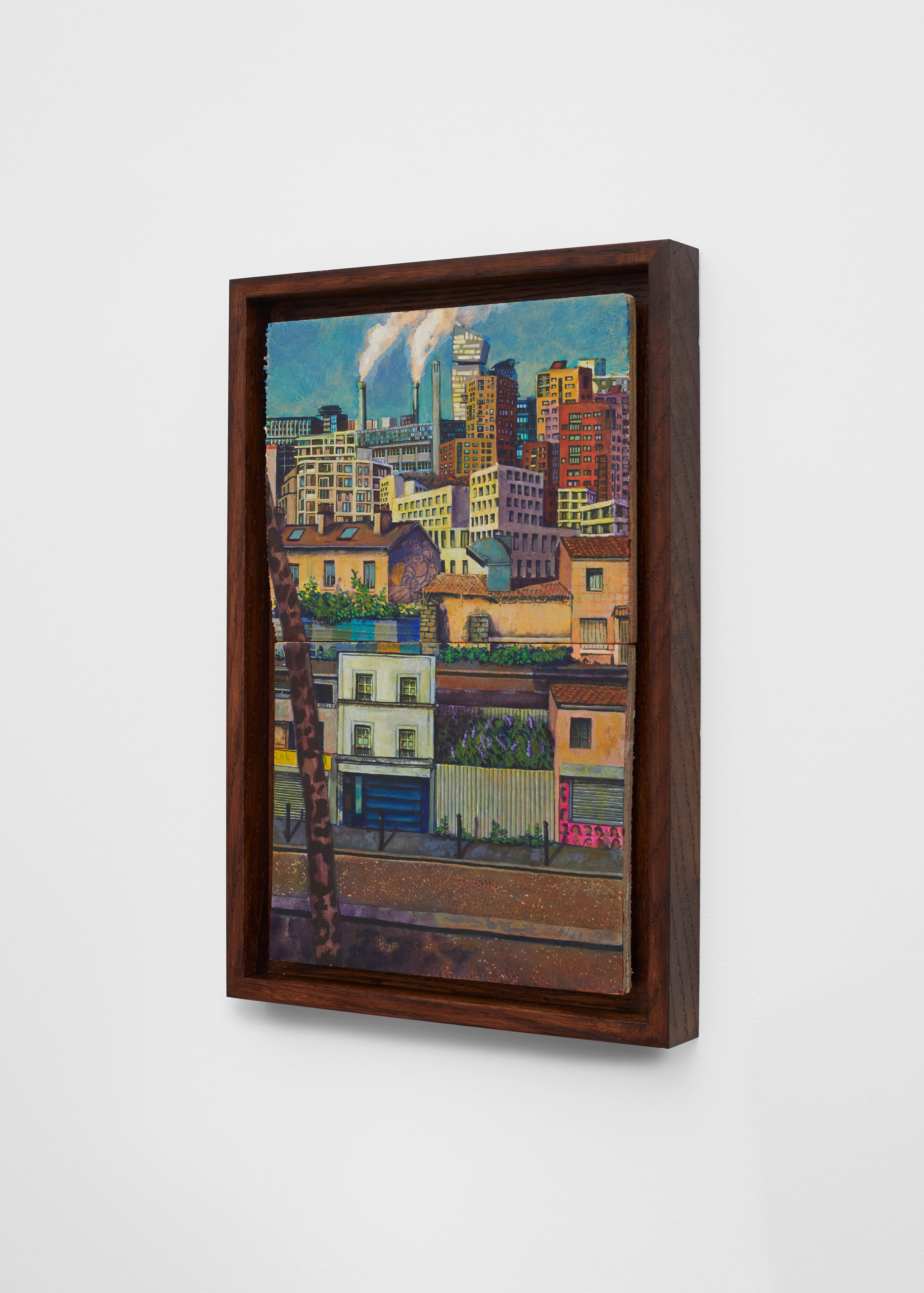 Louise Janet, La ville, 2025, huile sur bois, 20 x 33 cm ©Albane Durand-Viel