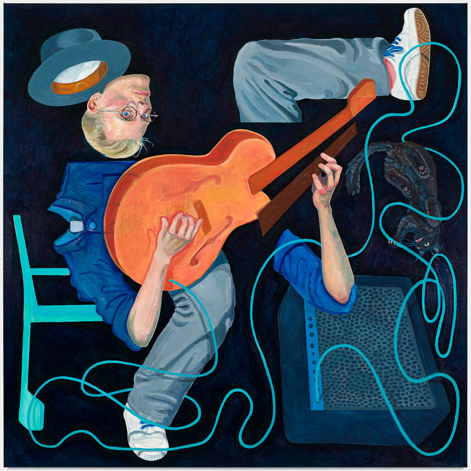 The Guitar Player_2021_huile sur toile_150 x 150 cm © Romain Darnaud