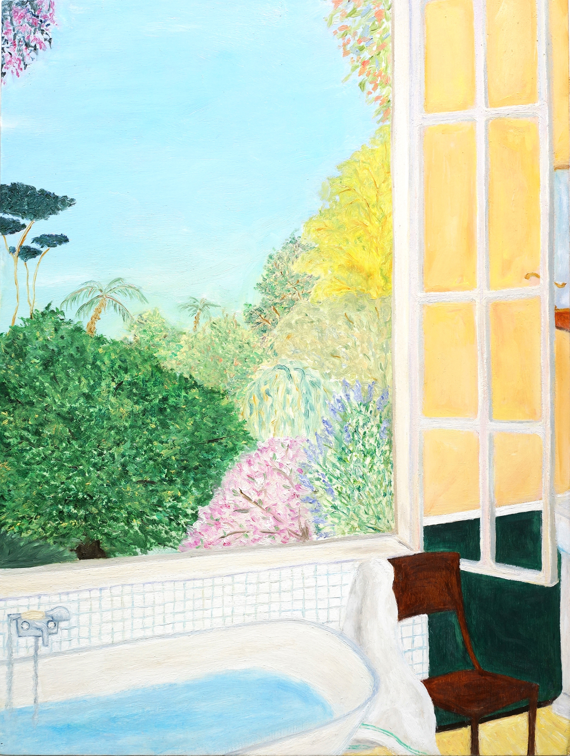 La Salle de Bains, Matin huile sur bois 30x40 cm Paris, 2020 partie de l’exposition «Big others», Kobo Art Space Zurich, 2020