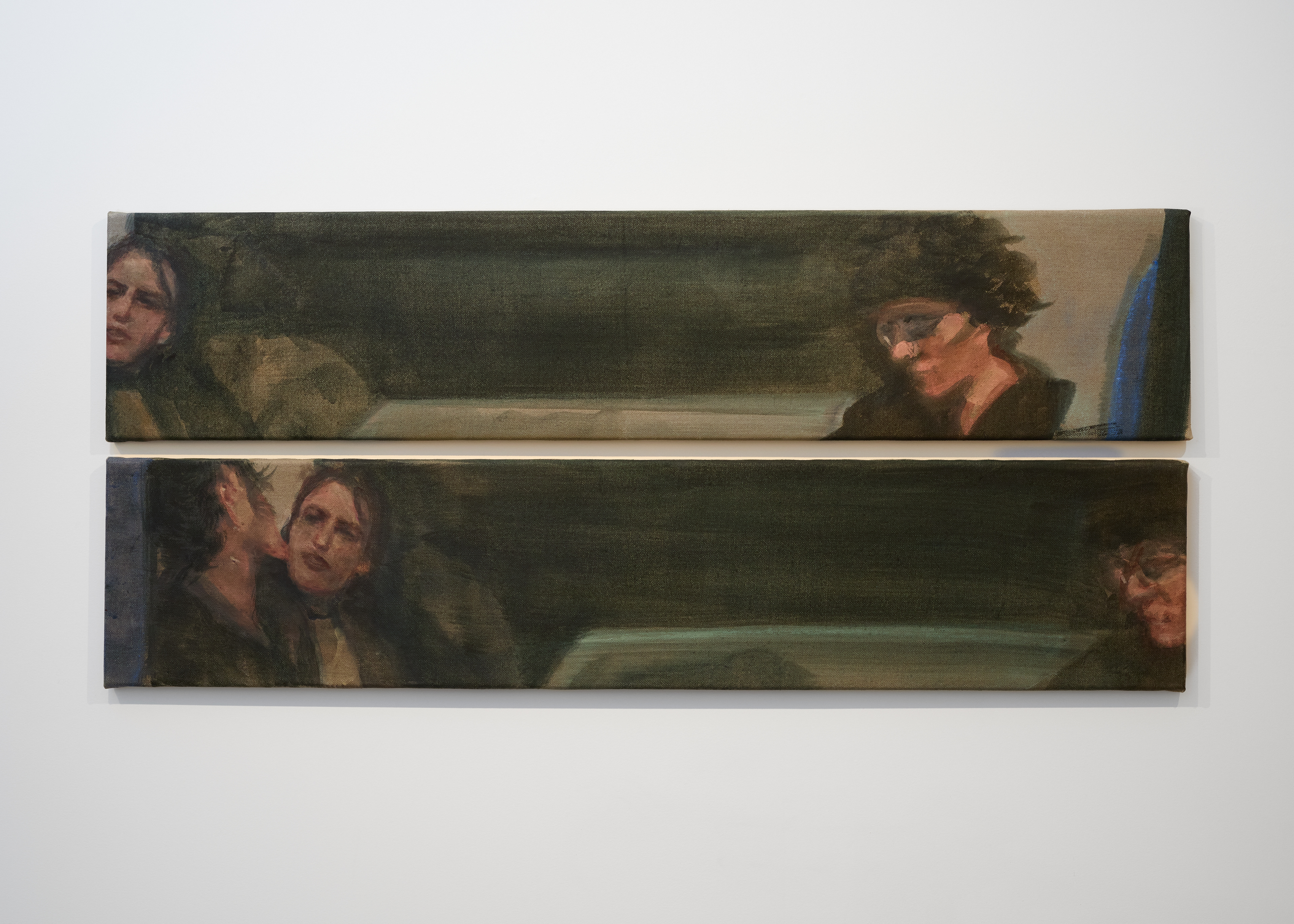 Cécile Lempert, Reflection in the train window, 2025, distemper on canvas, 2x25x120 cm ©Albane Durand-Viel