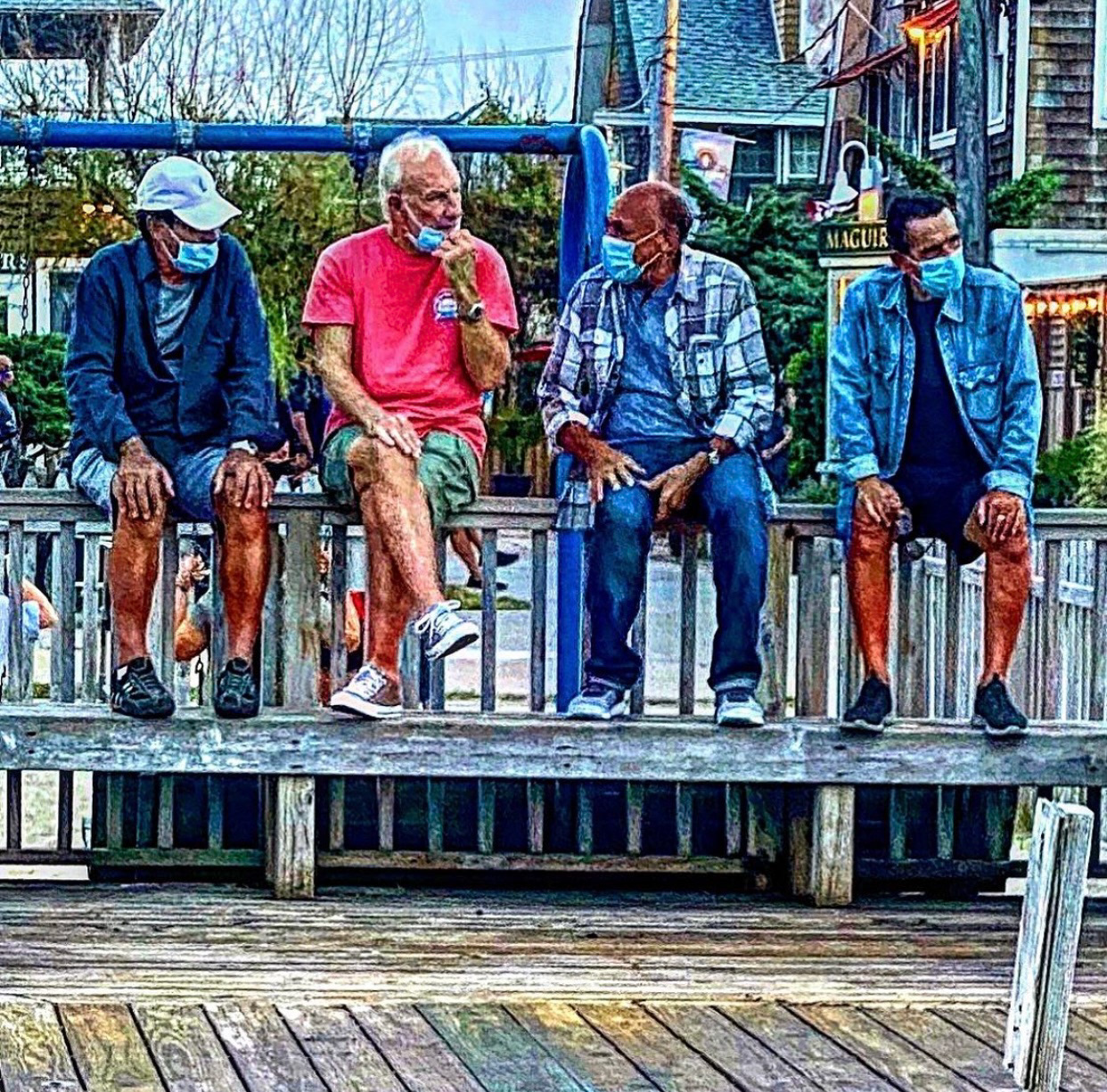 Sitting by the bay. Ocean beach Fire Island. 2020.