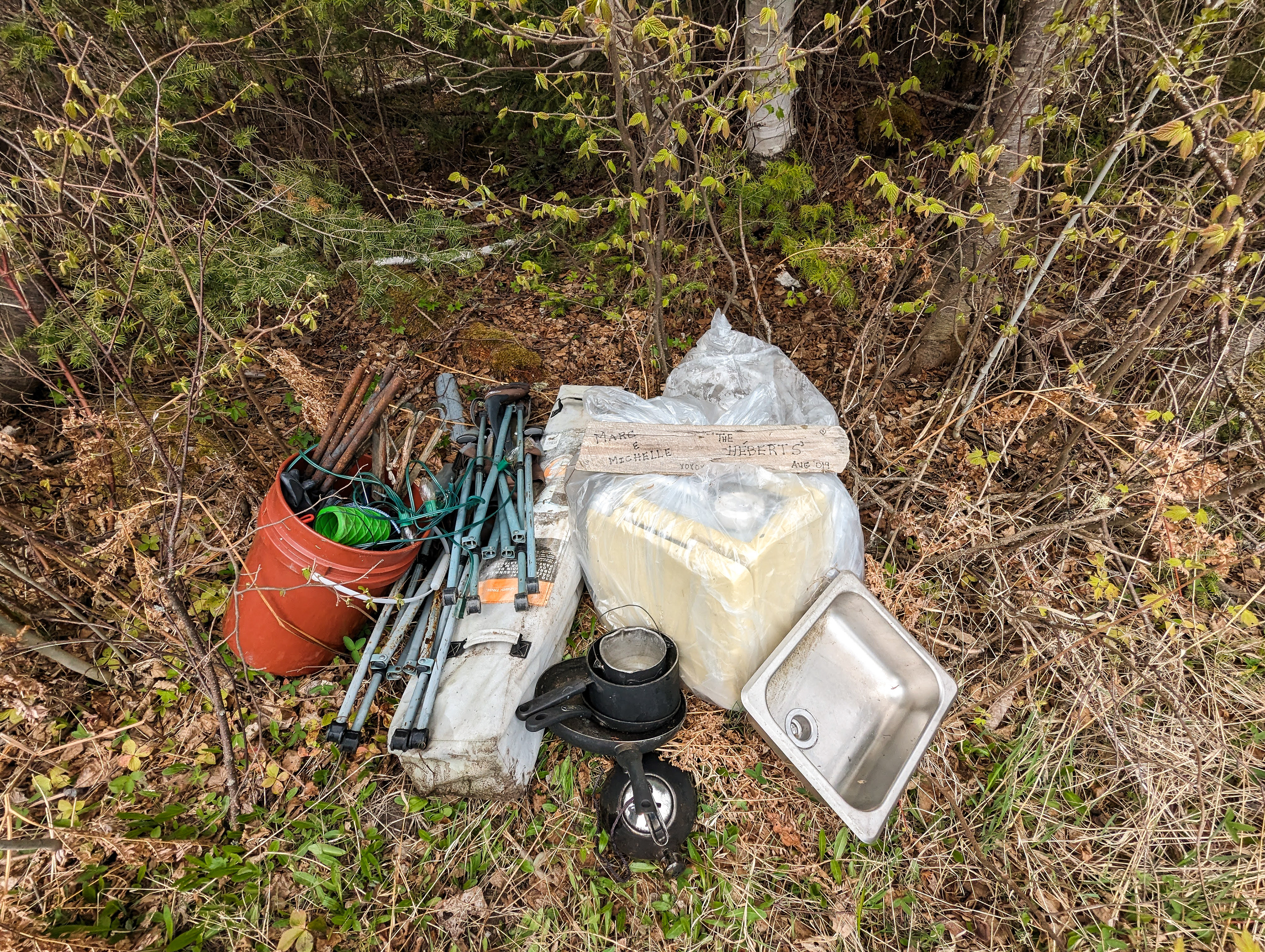 Don't leave your trash on campsites, kids.