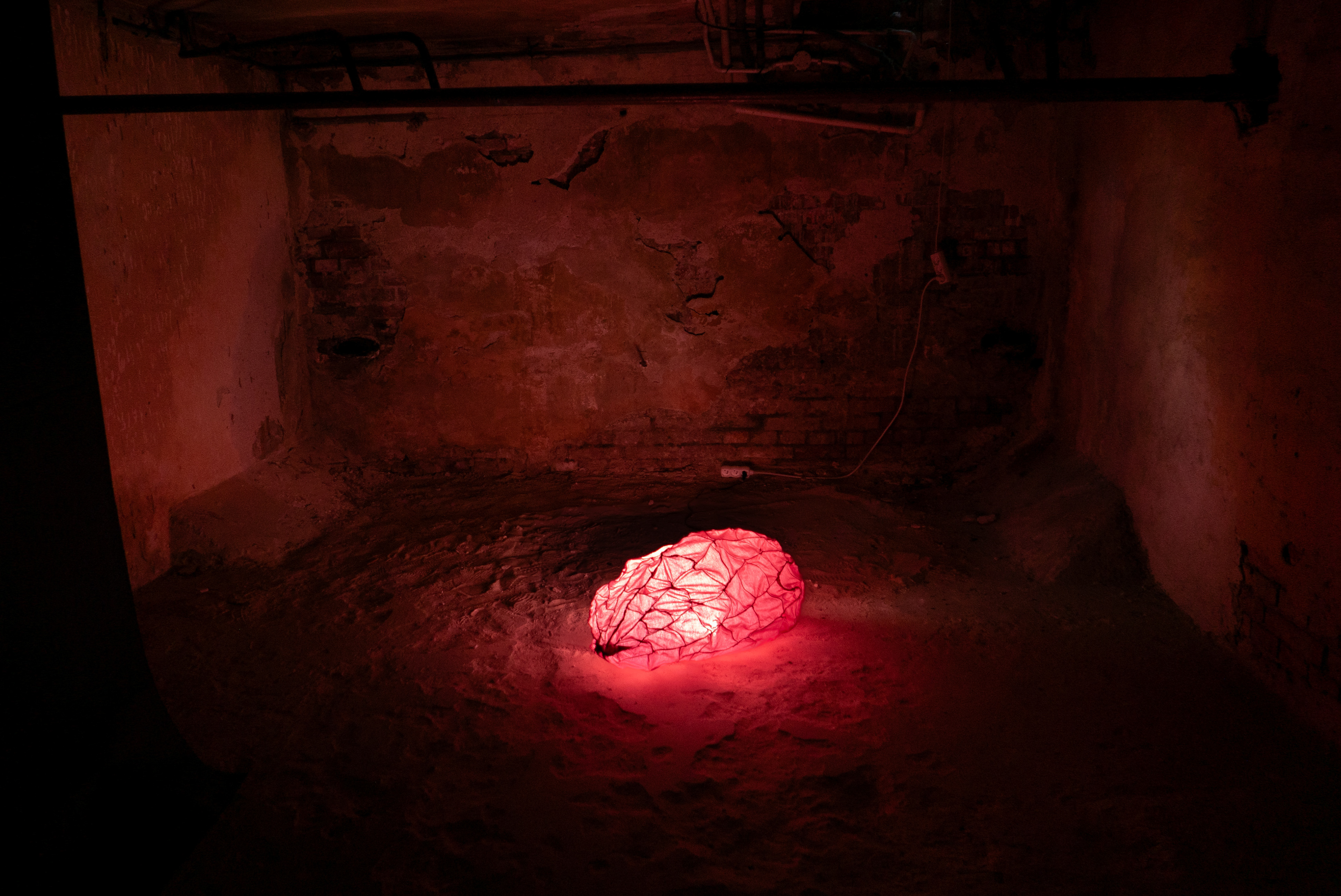 Sowing Hope, 2024, installation, hand-dyed cotton with natural dyes, wire, 38x70x40 cm