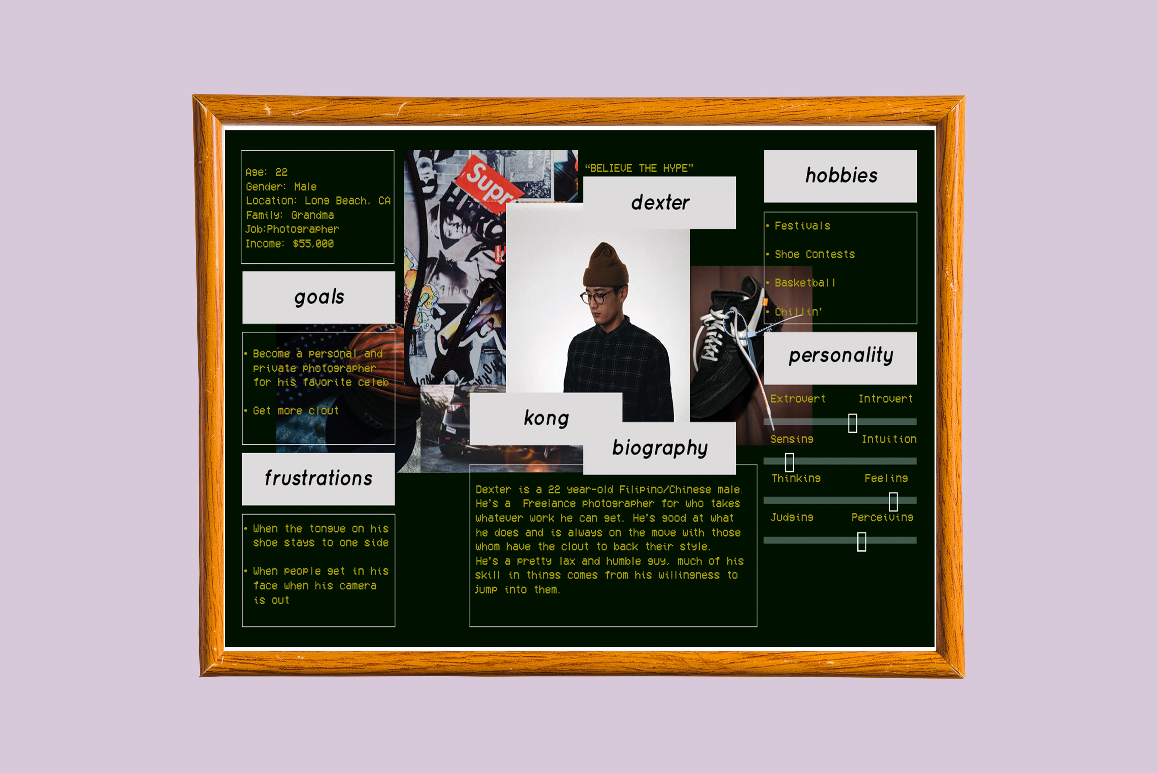 Persona template created for a shoe redesign