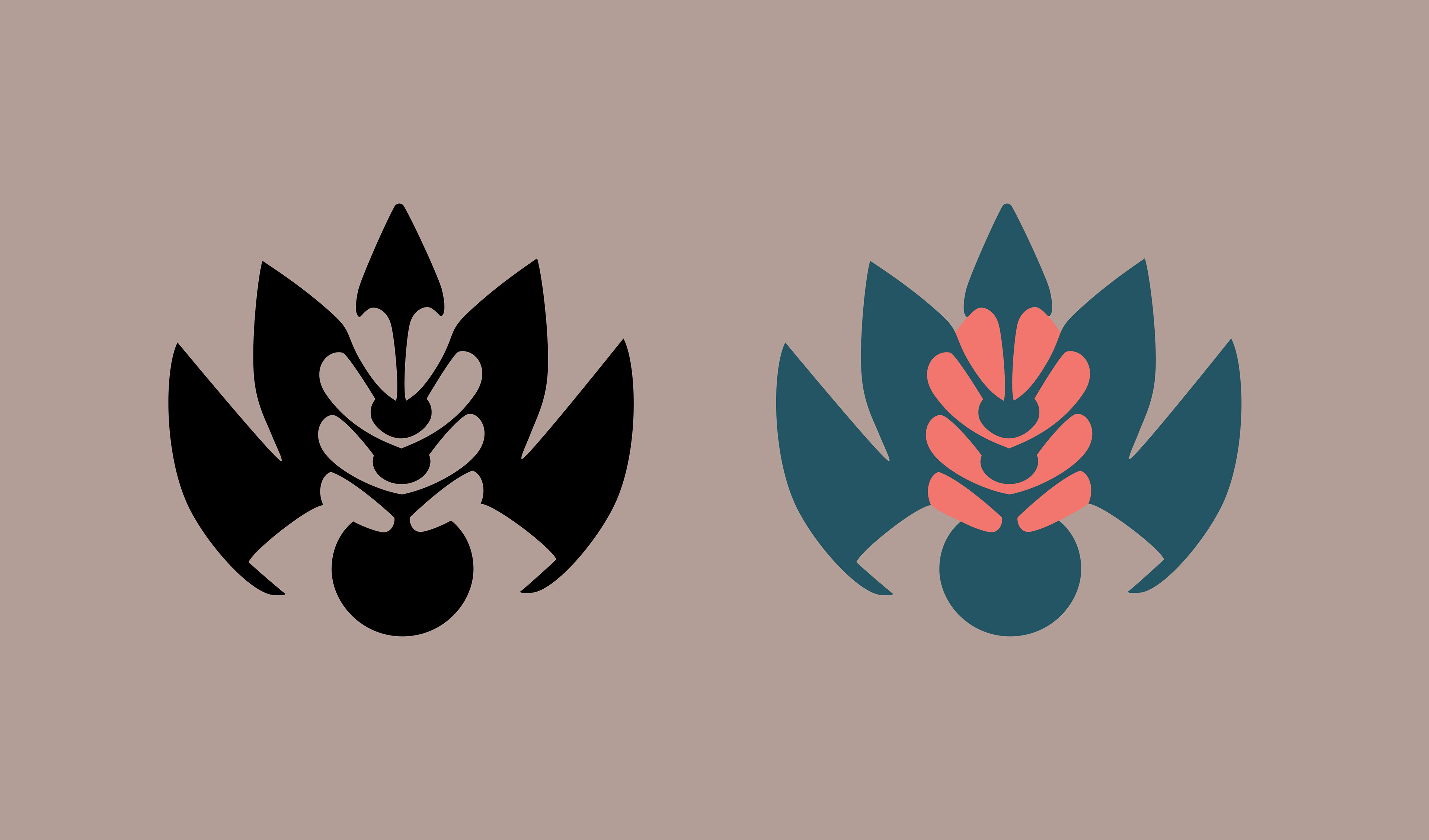 Black and colour versions of the logo design