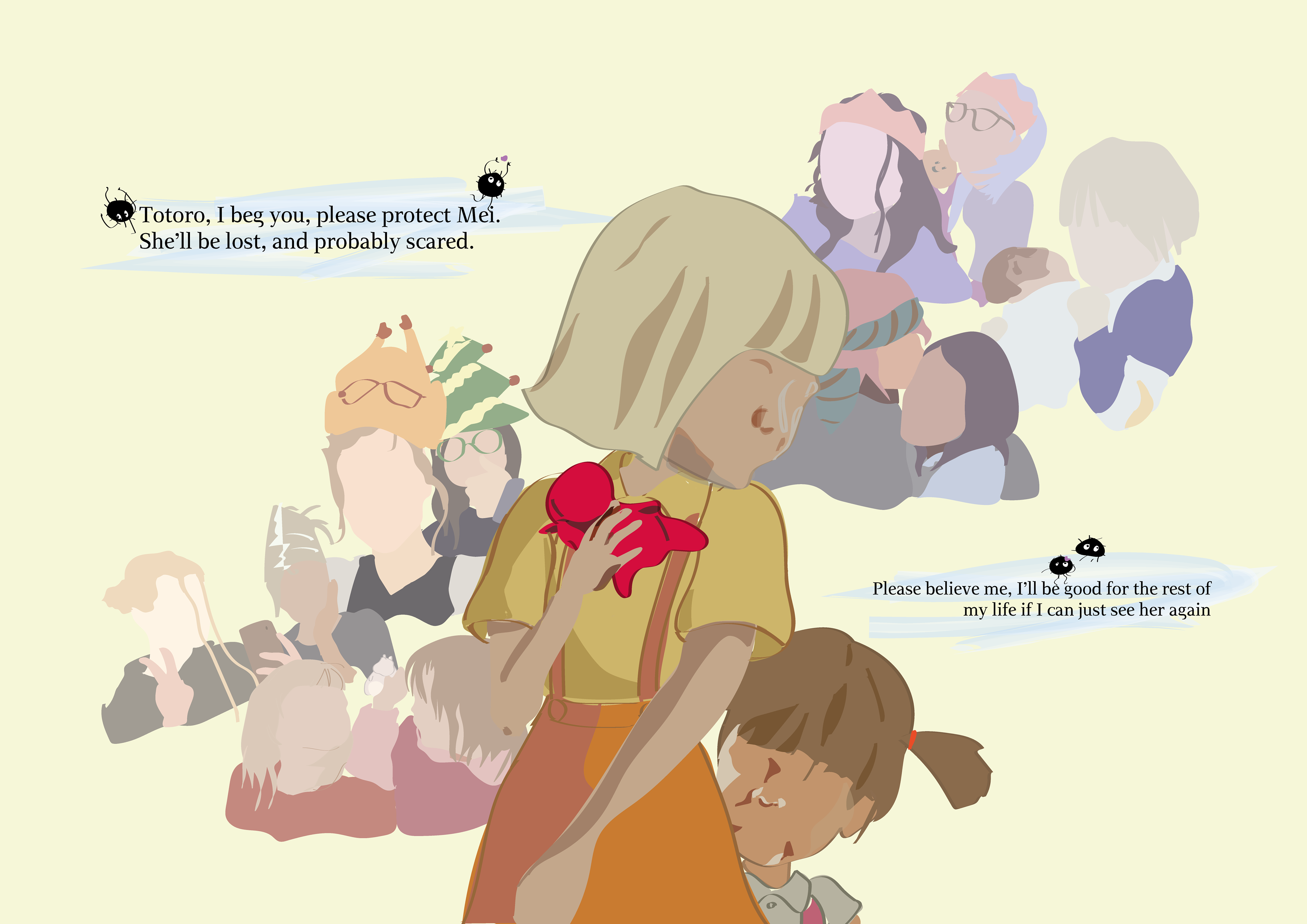 Shona x Totoro : A birthday present for my sister, images of us when we were younger and then imposed onto the two main characters from My Neighbour Totoro.