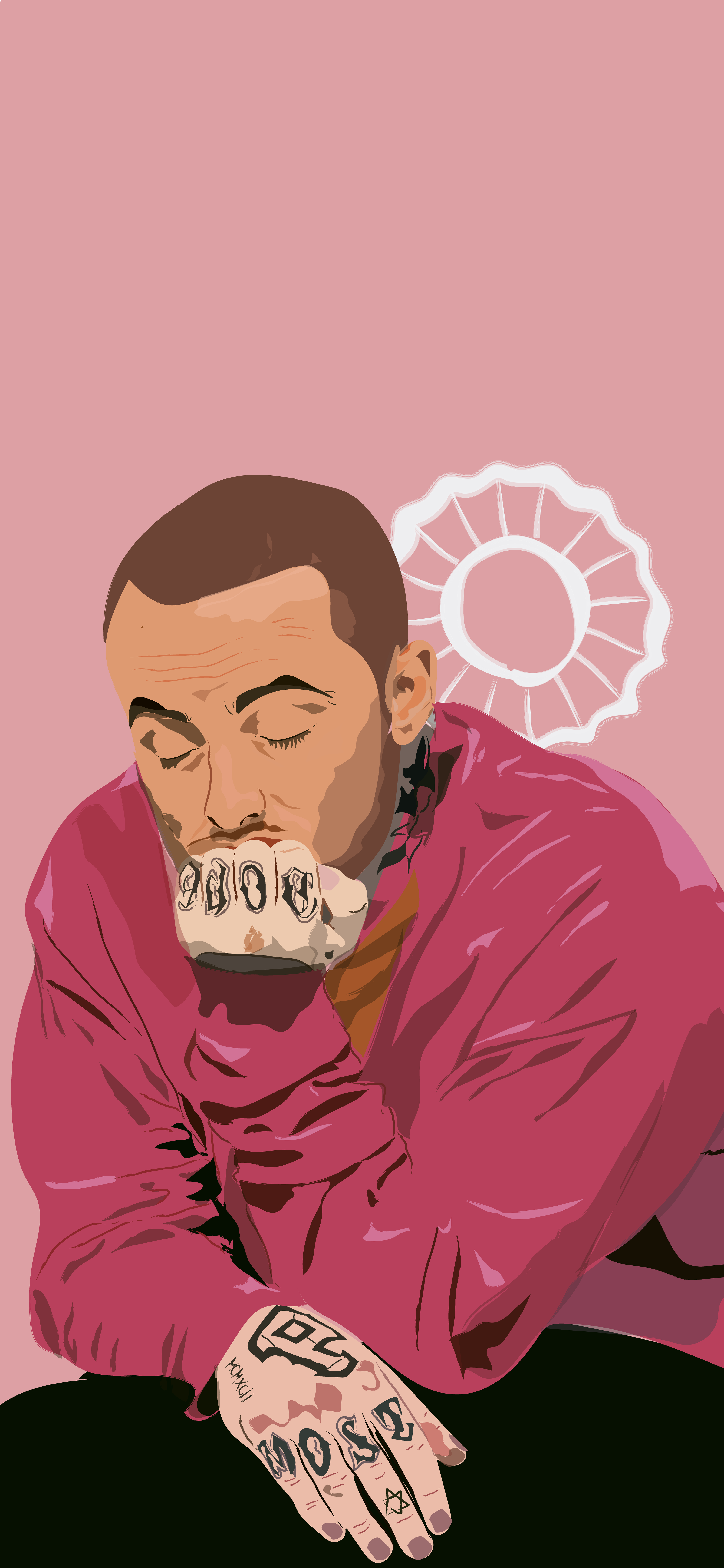 This was the first time I tried to draw in colour without the use of black outlines. Mac Miller, The Divine Feminine. 