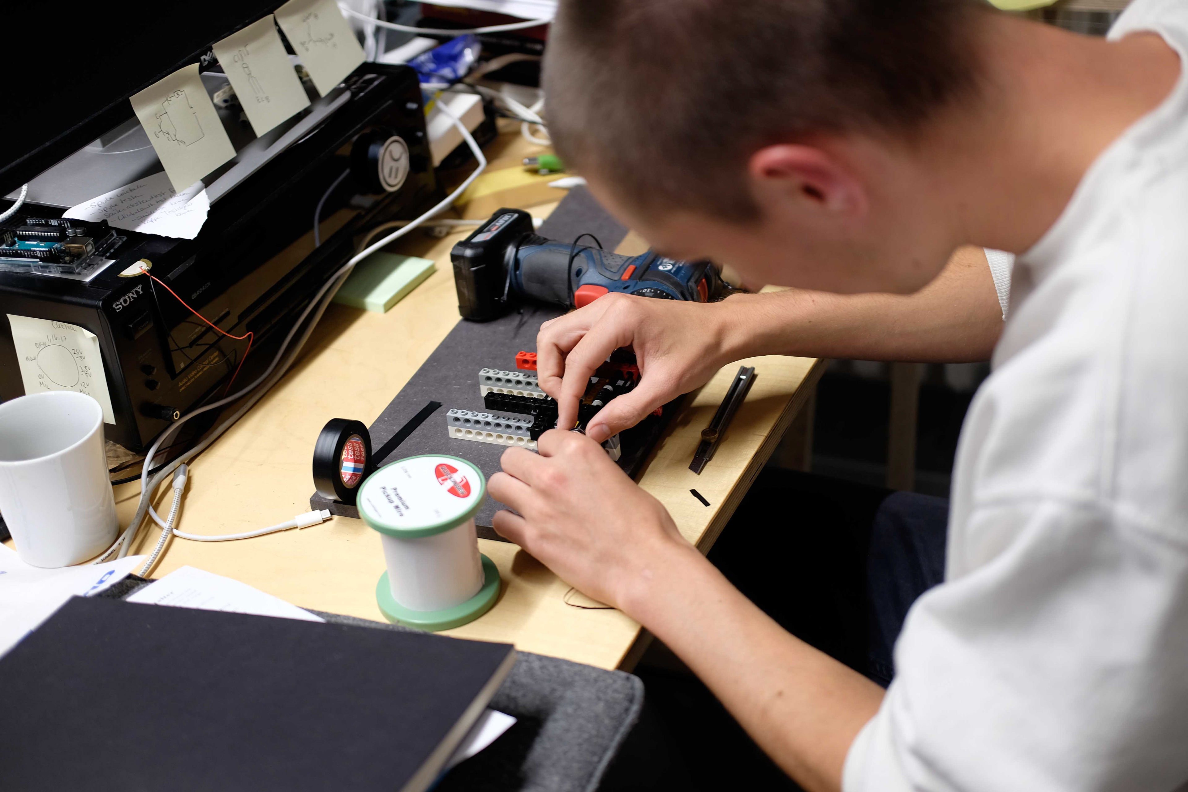 Test setup for coil winding.