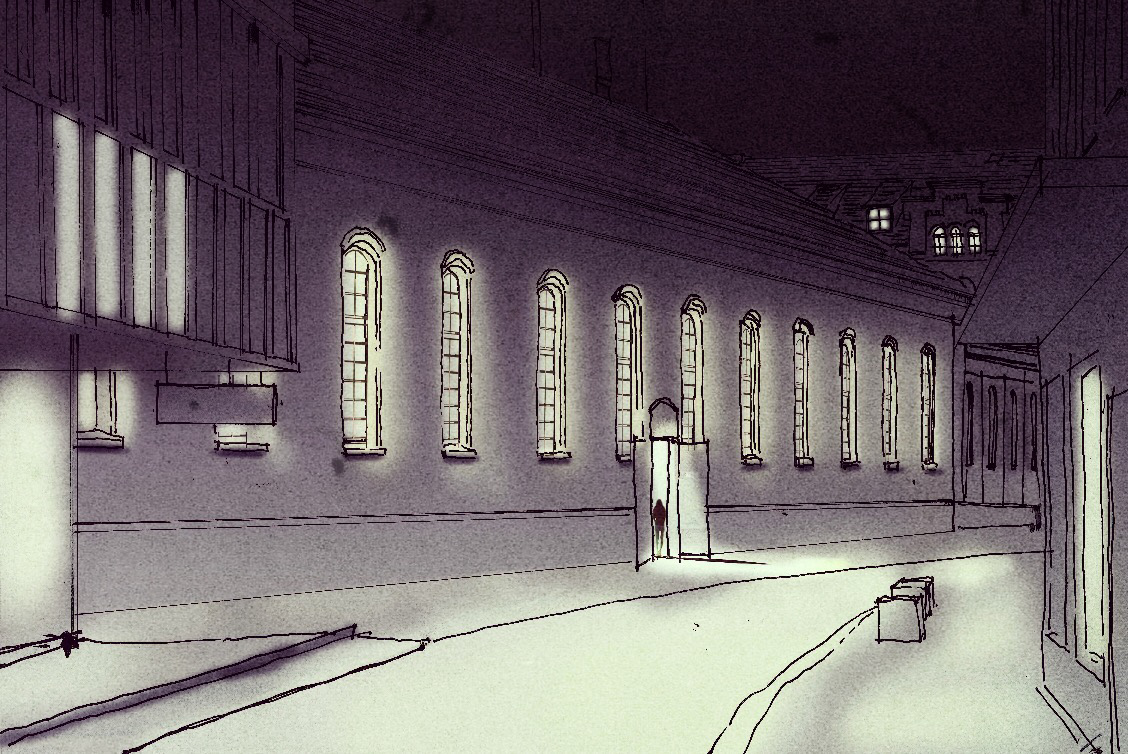 Theatereingang, Beleuchtung des Aussenbereiches