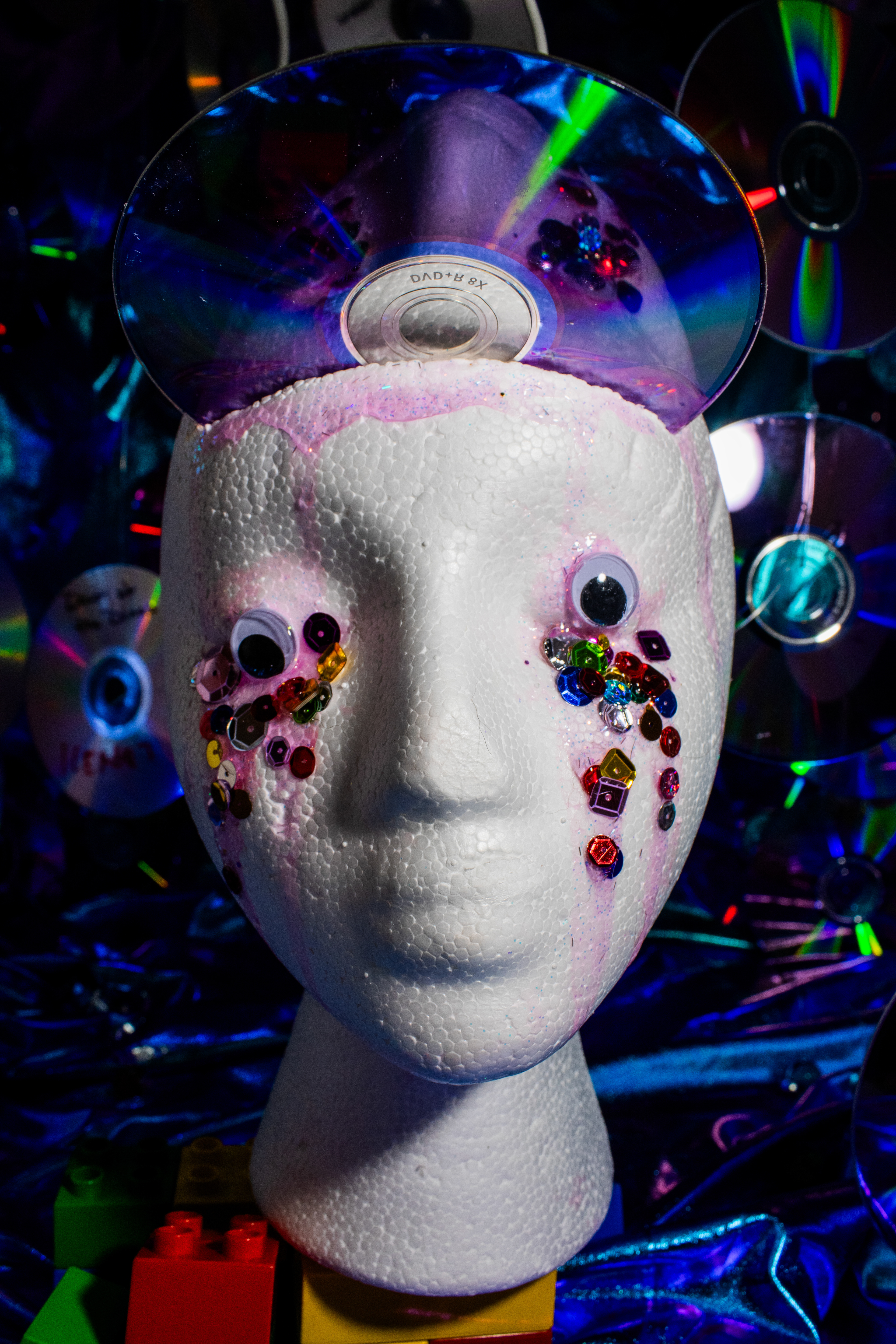 Close-up of constructed mannequin head