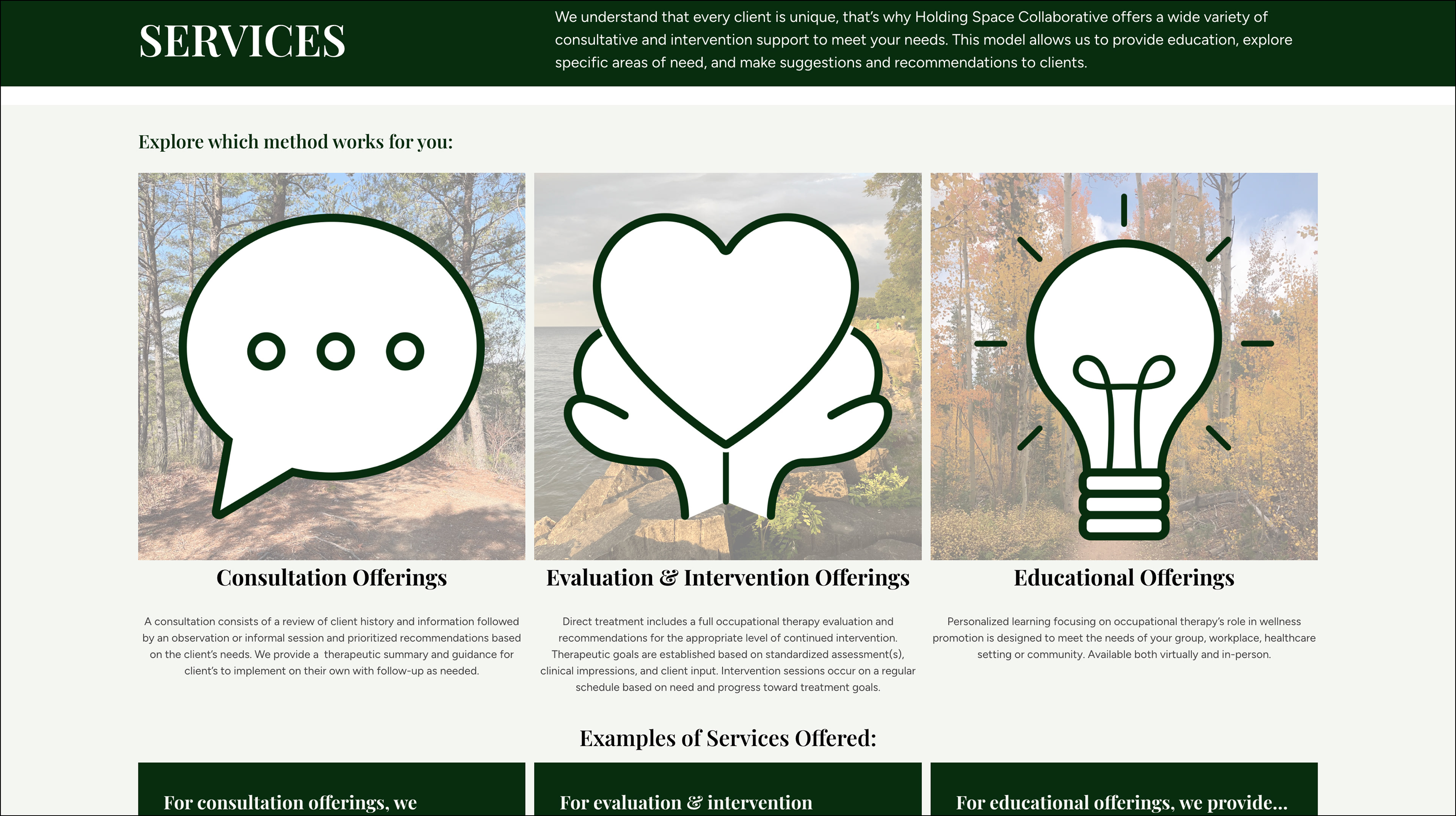 "Services" Page