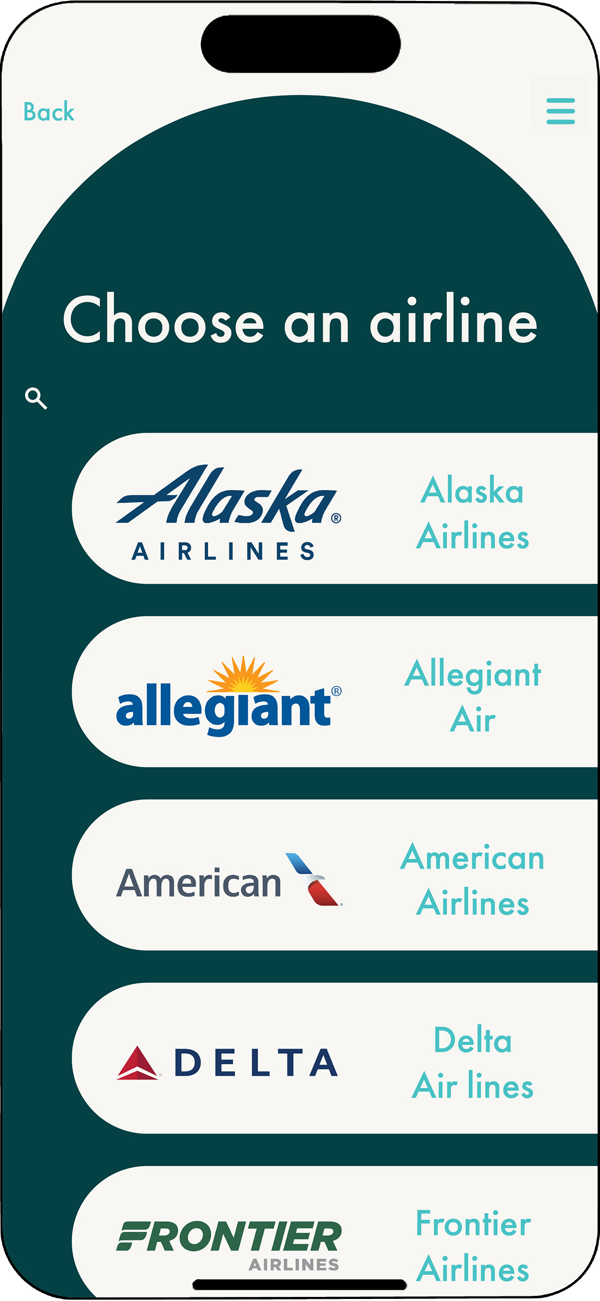 Airline Selection Page