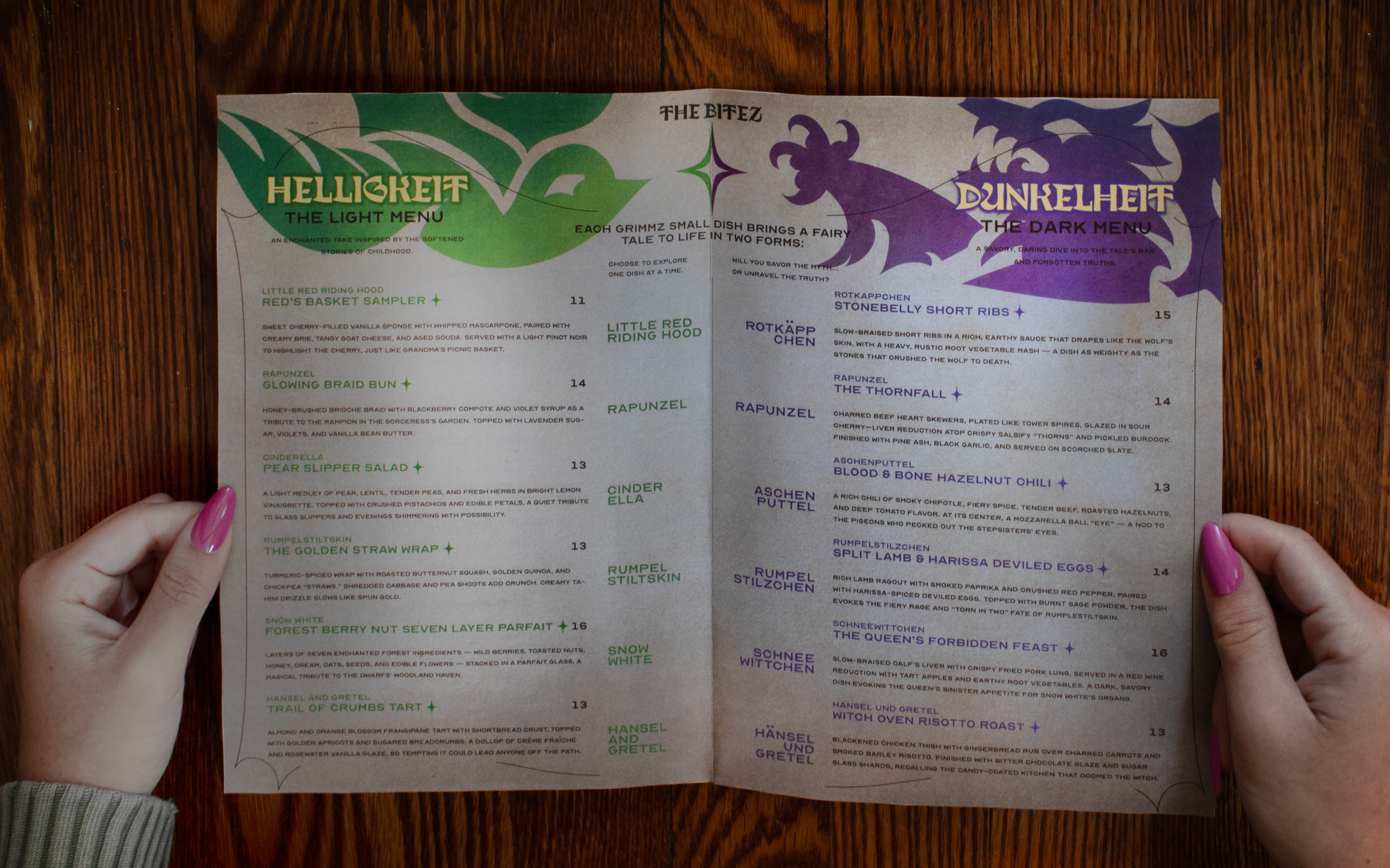 Inside menu—"The Bitez"