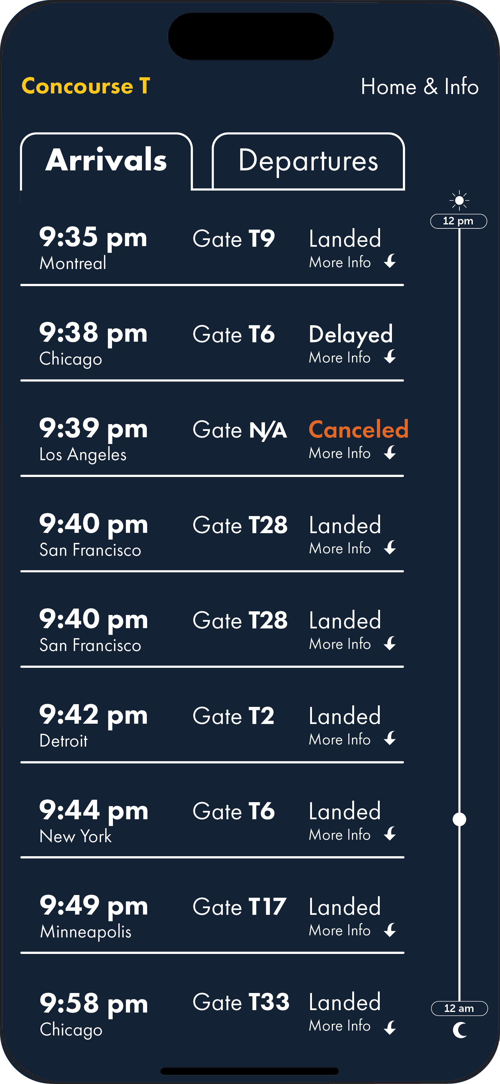 Arrivals Page: Iteration #1