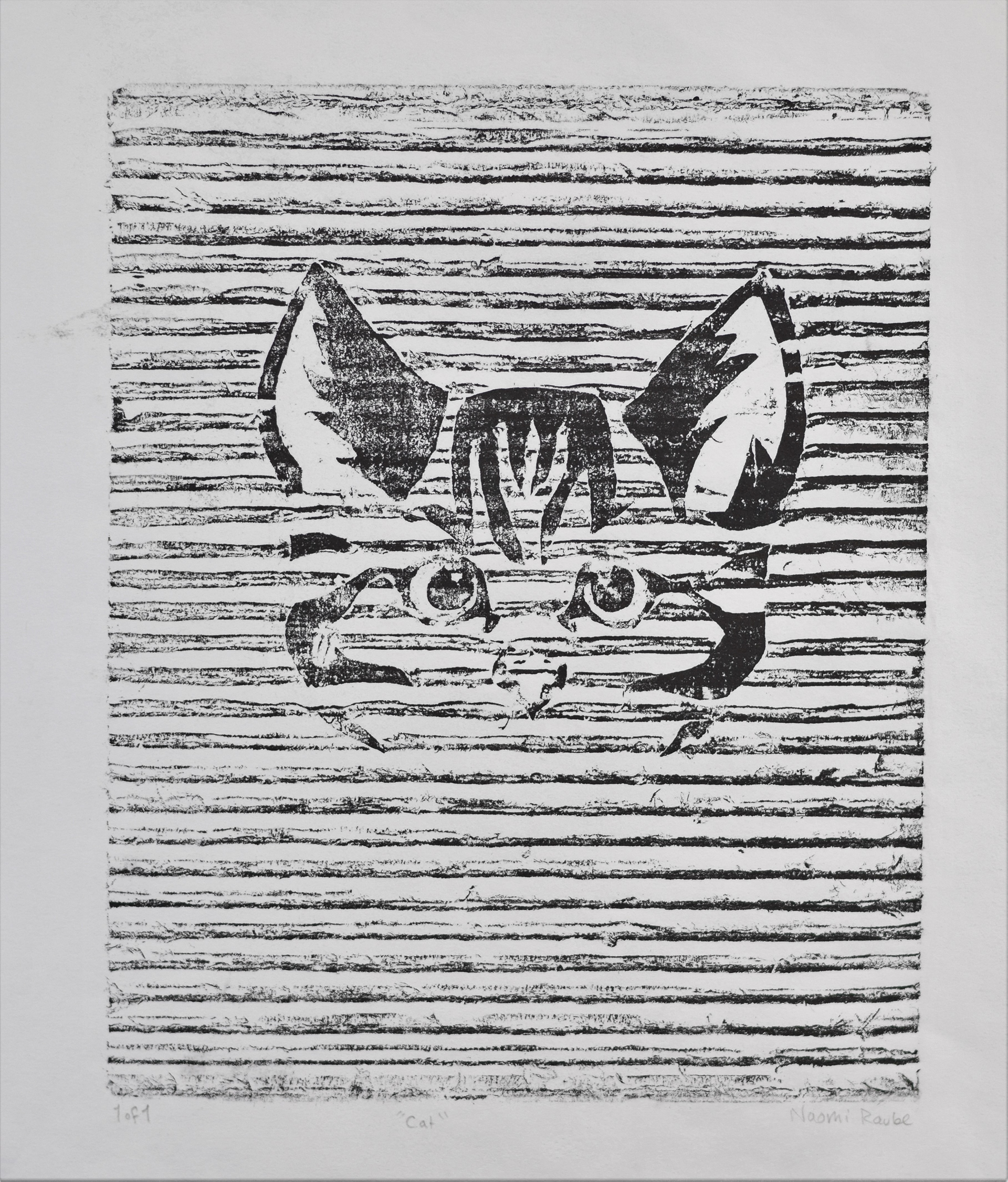 Naomi Raube, Cat, 8inx10in, cardboard print, 2018