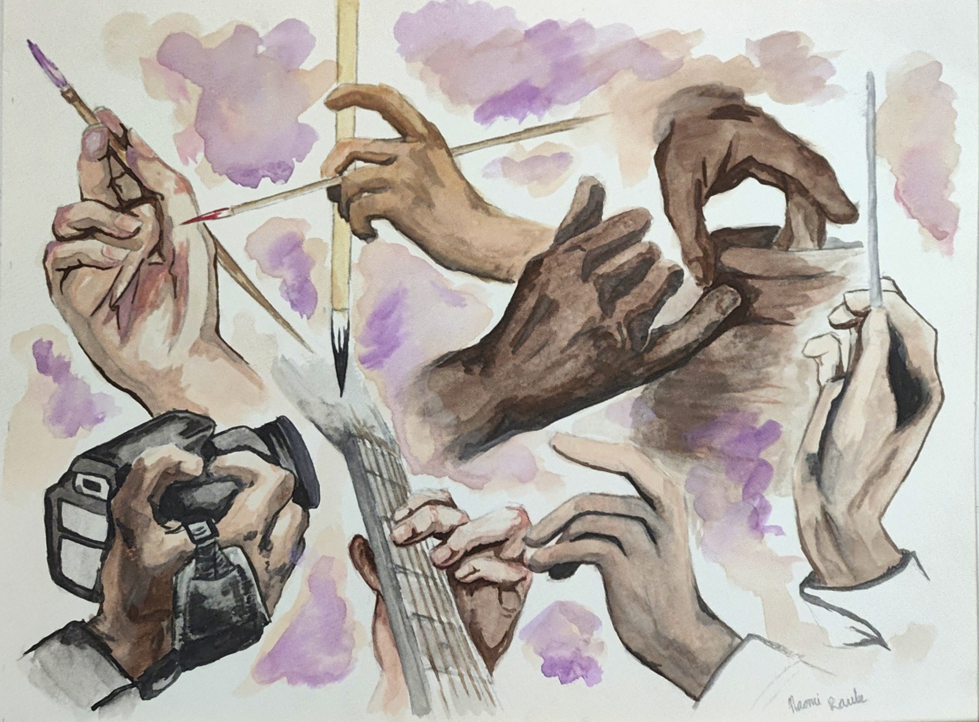 Creative Hands, Watercolor on Paper, 2018