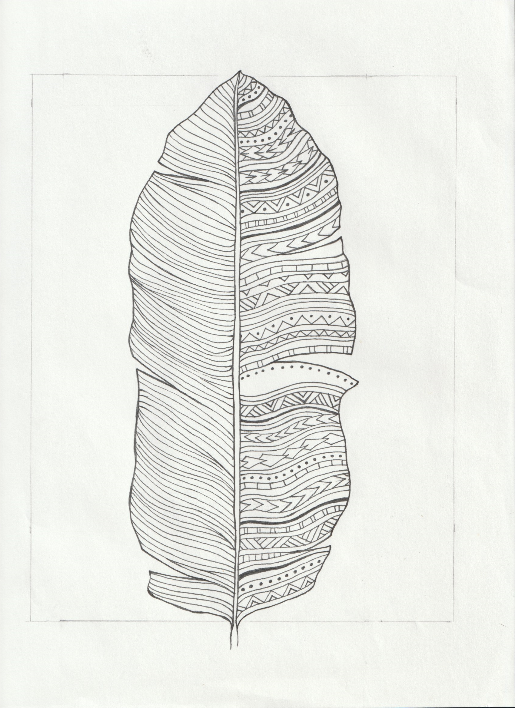 Banana Leaf, Pen on Paper