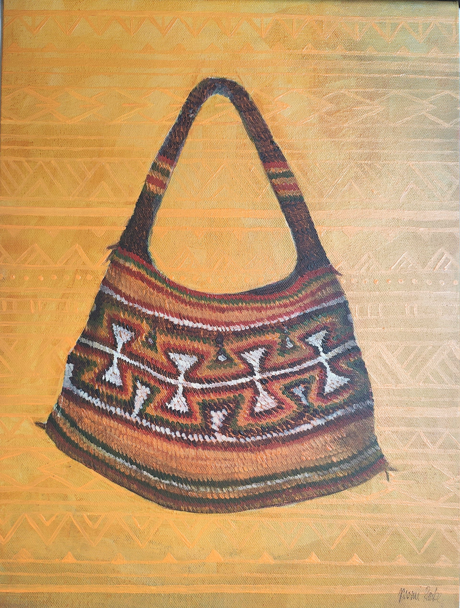 Bilum, Acrylic on canvas, 12in x 16in, 2024