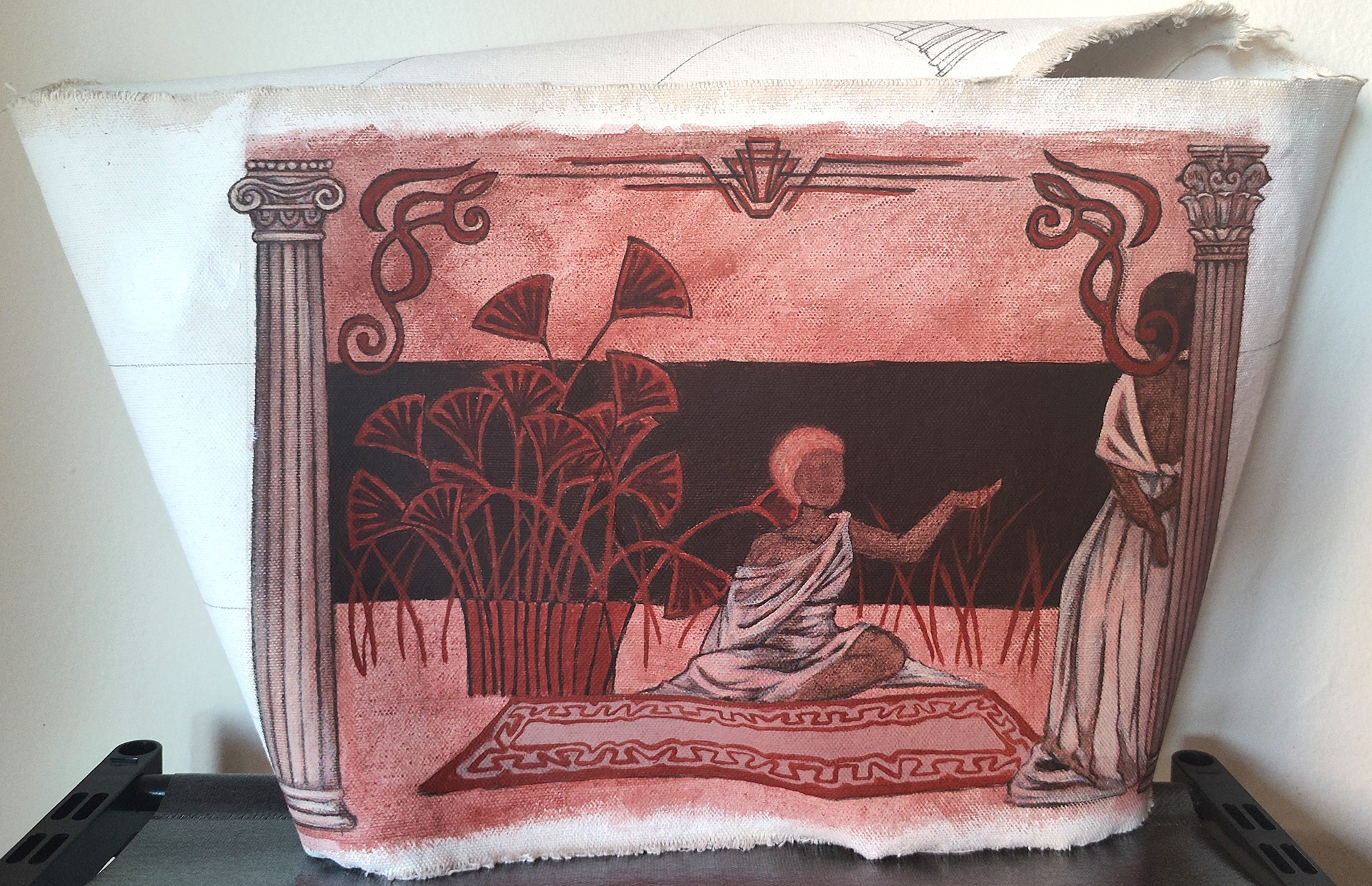 Market Pane infinity loop, Acrylic on unstretched canvas, 2024