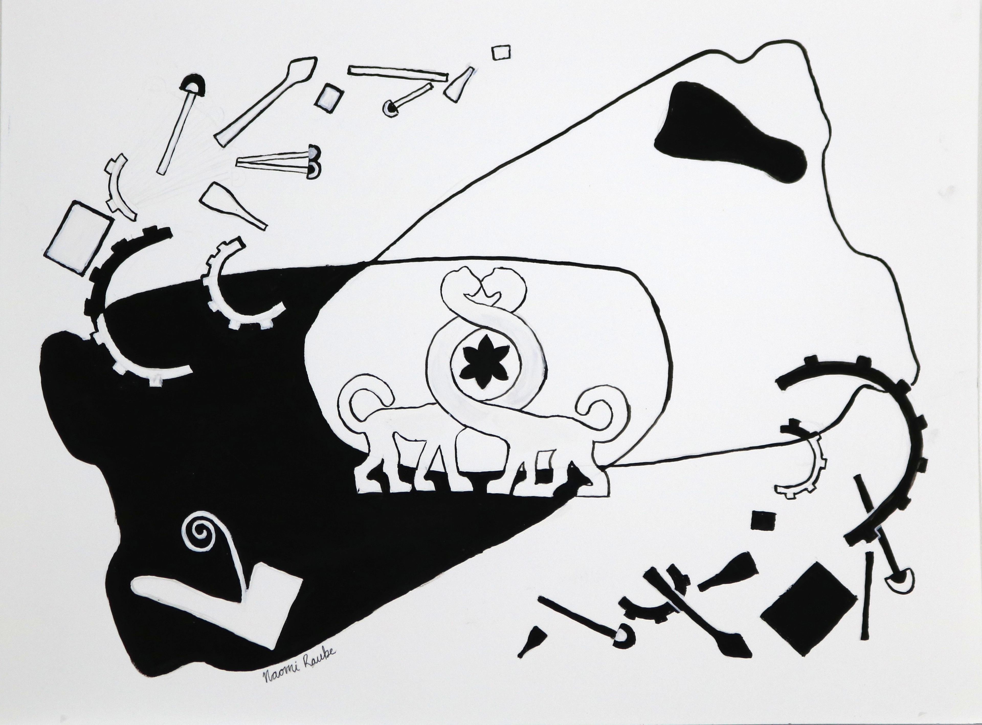 Deconstrucion of the Narmer Palette, Gouache on Paper, 2017