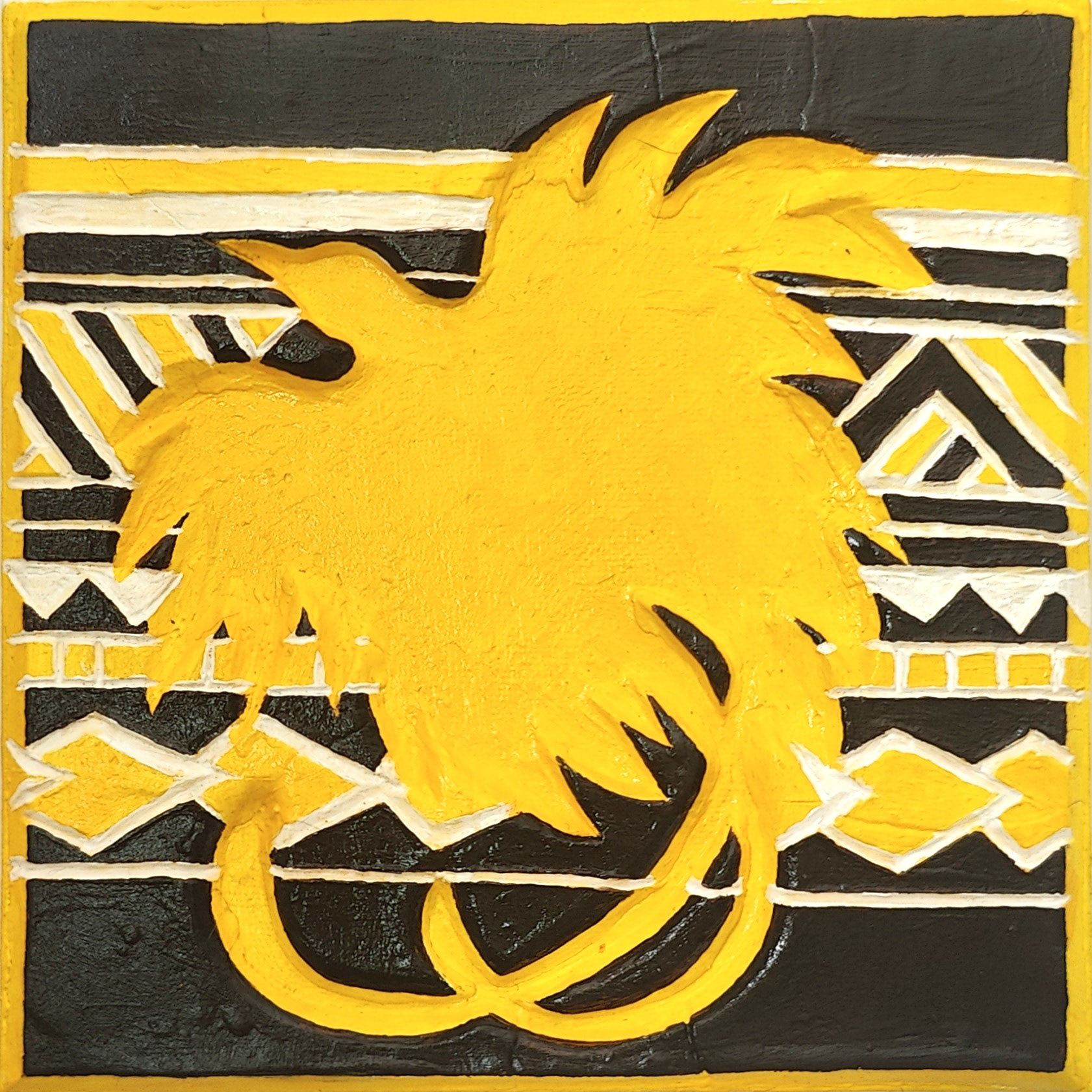 Bird of Paradise, Acrylic Paint on canvas and air dry clay, 2025