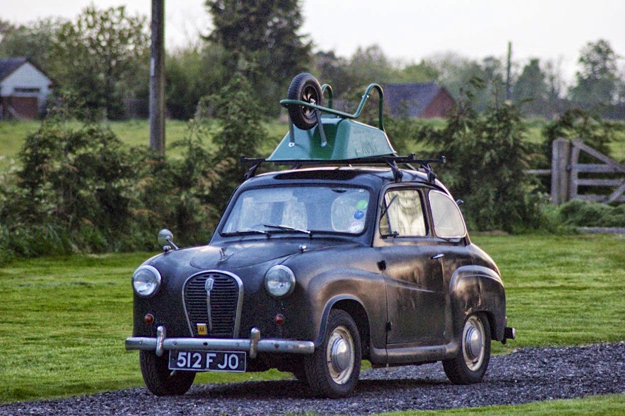 Wheelbarrow on roof
