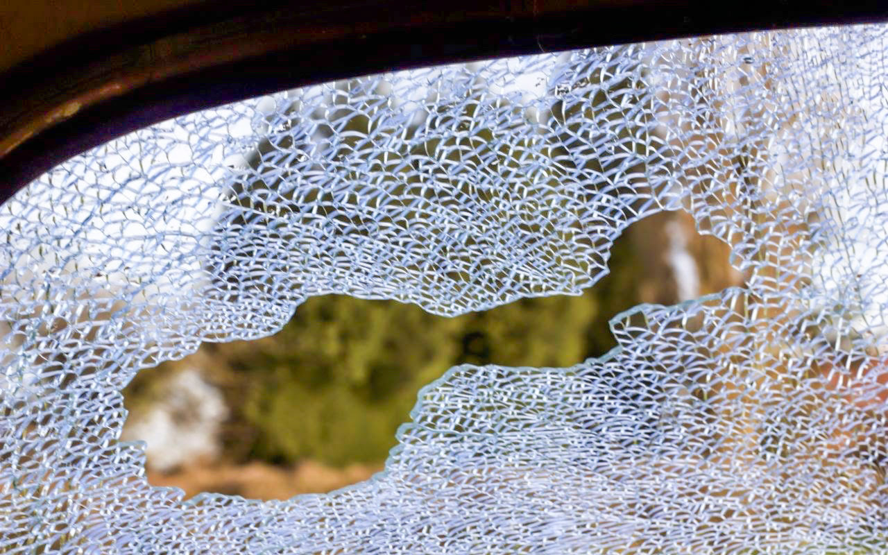 Smashed rear window
