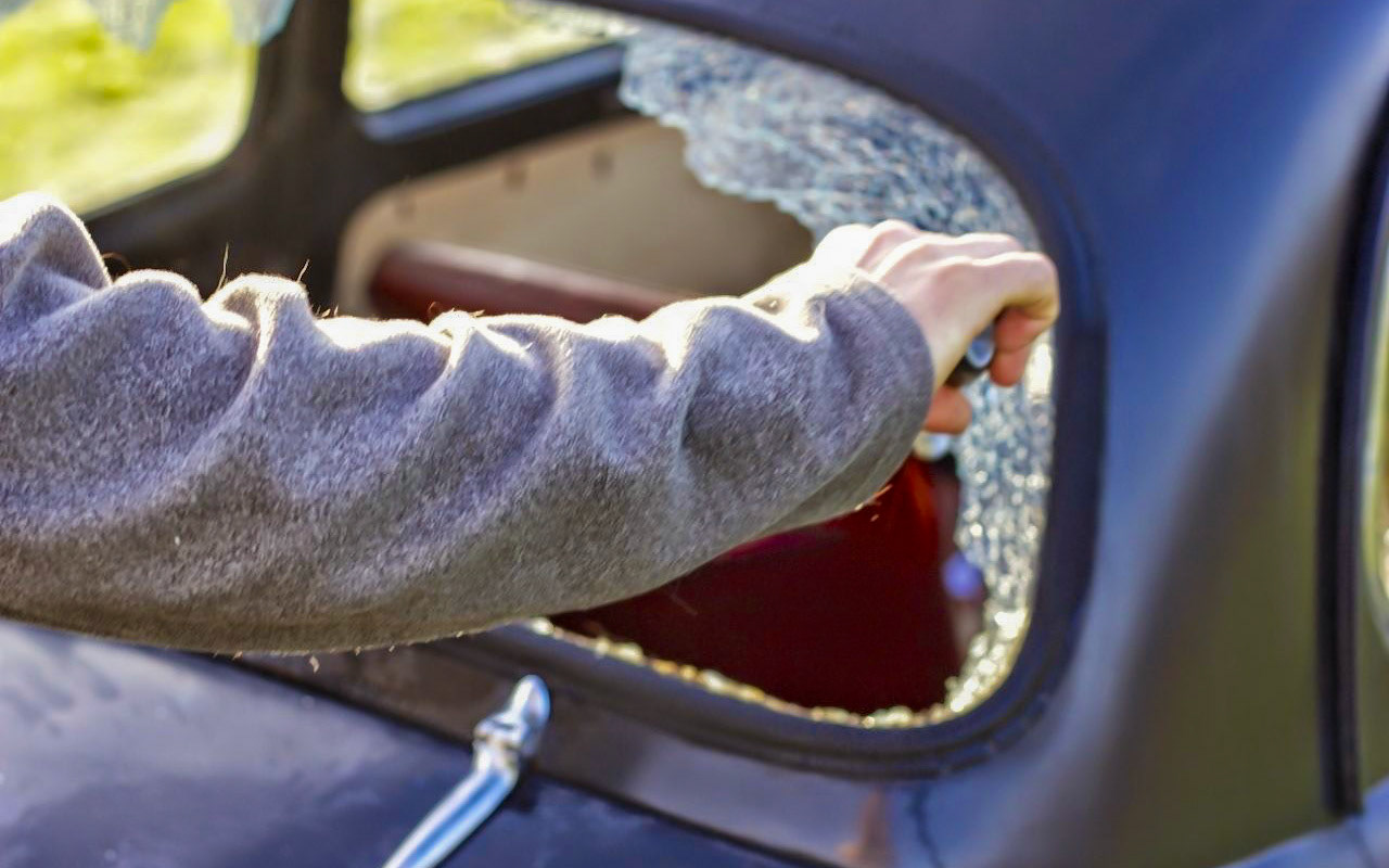 Smashed rear window