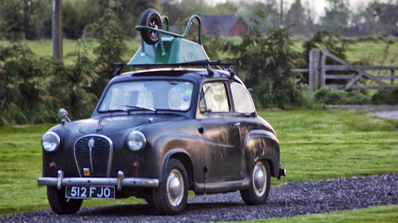 Wheelbarrow on roof