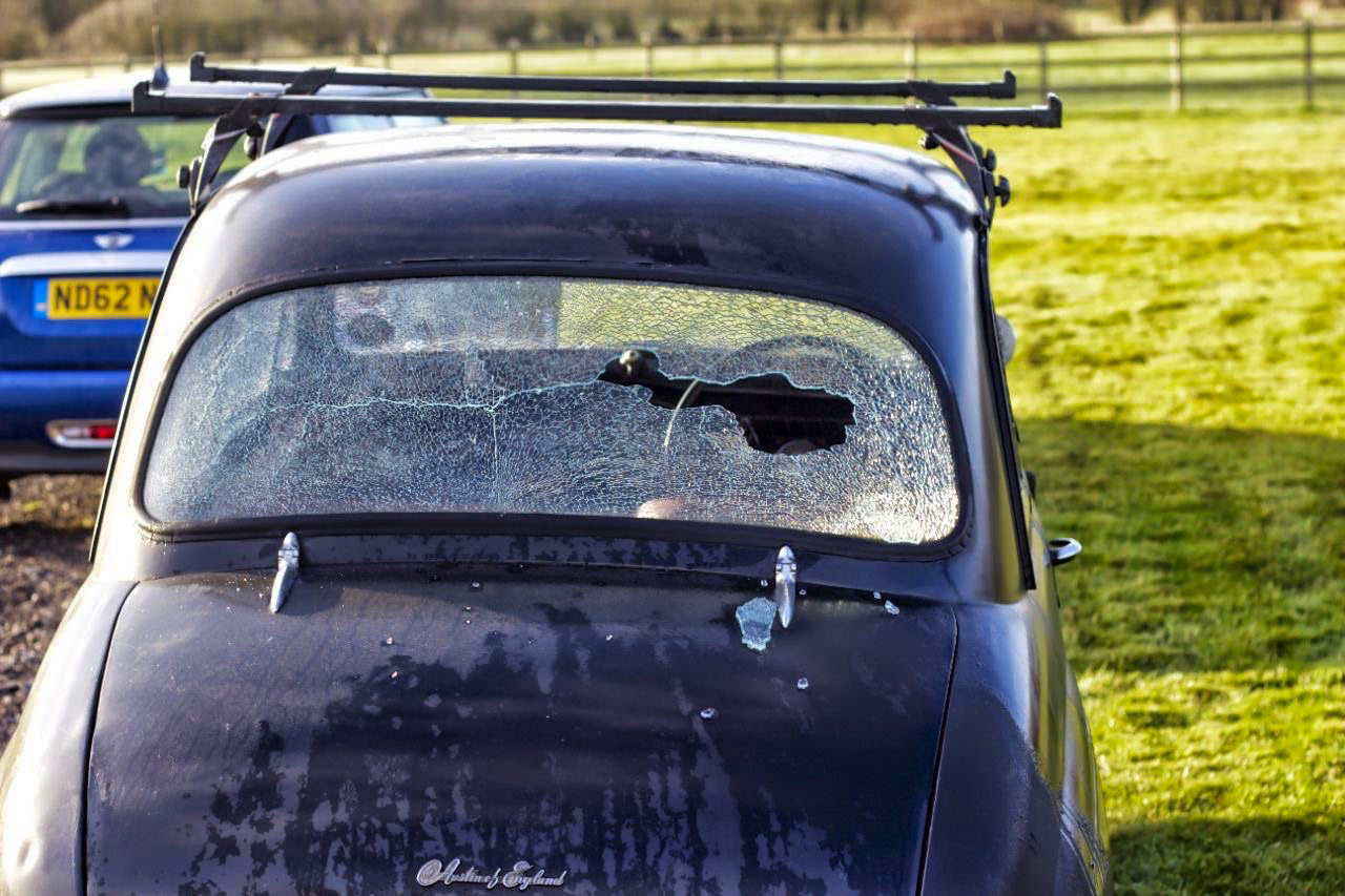 Smashed rear window