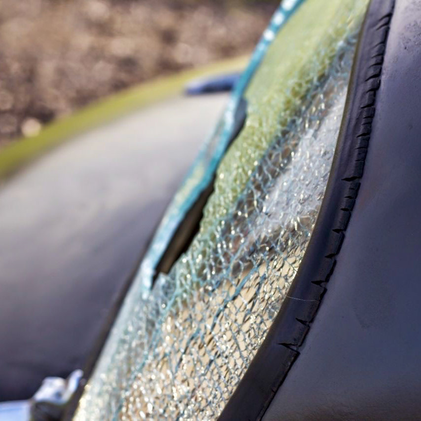Smashed rear window