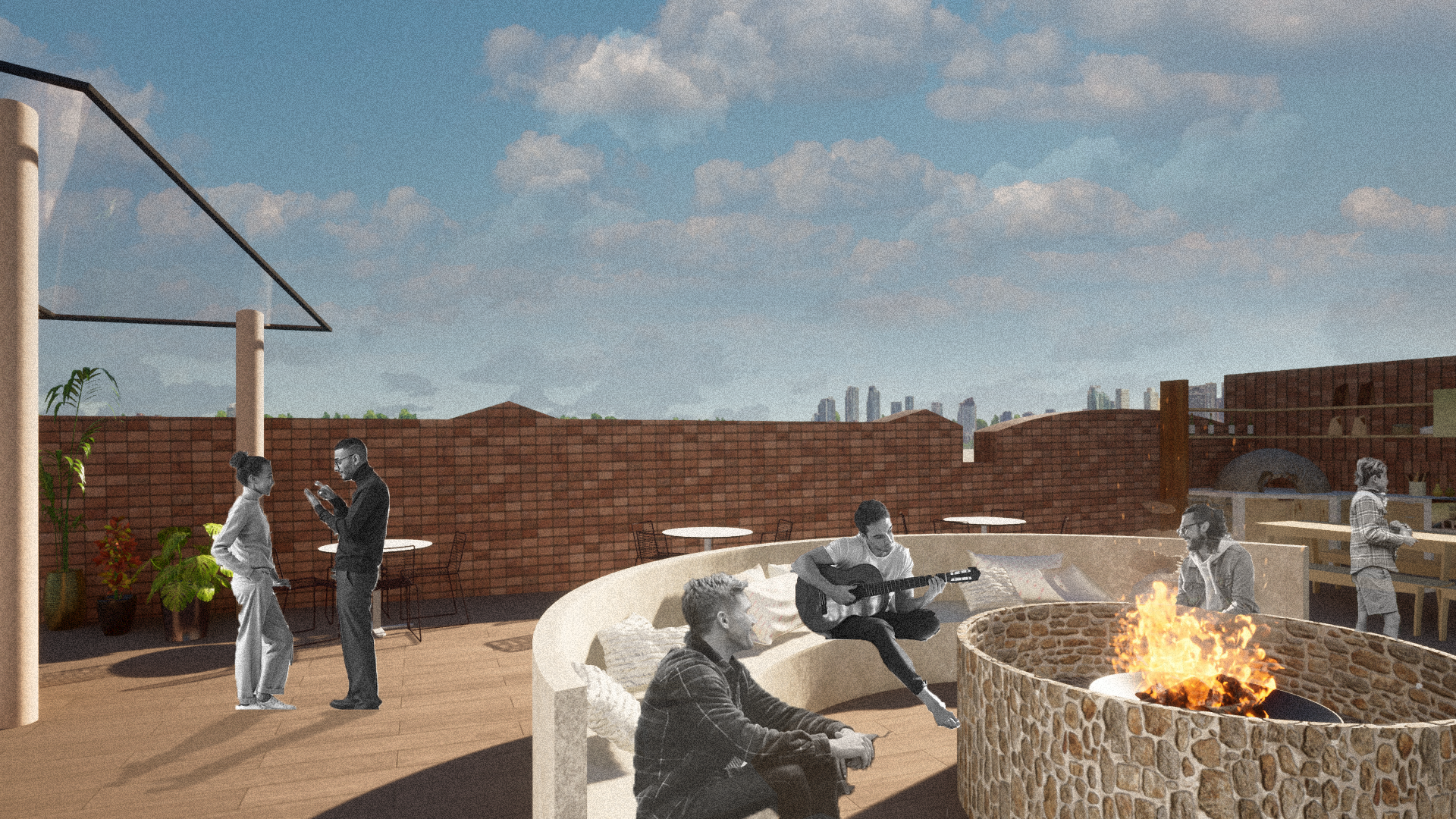Firepit and rooftop BBQ