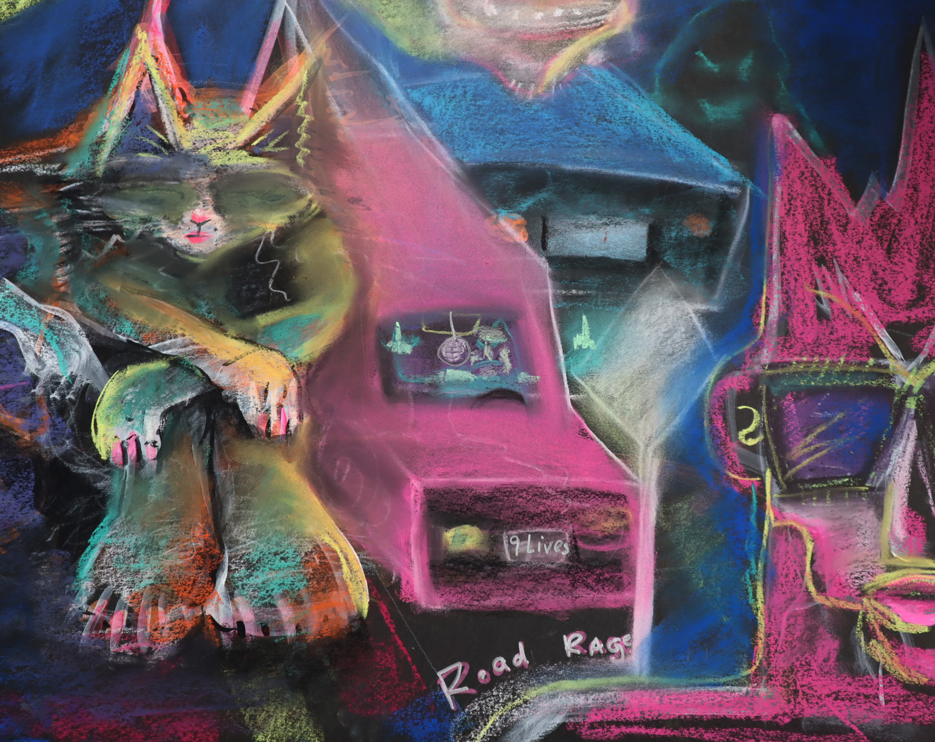 Pastel on black paper-close up