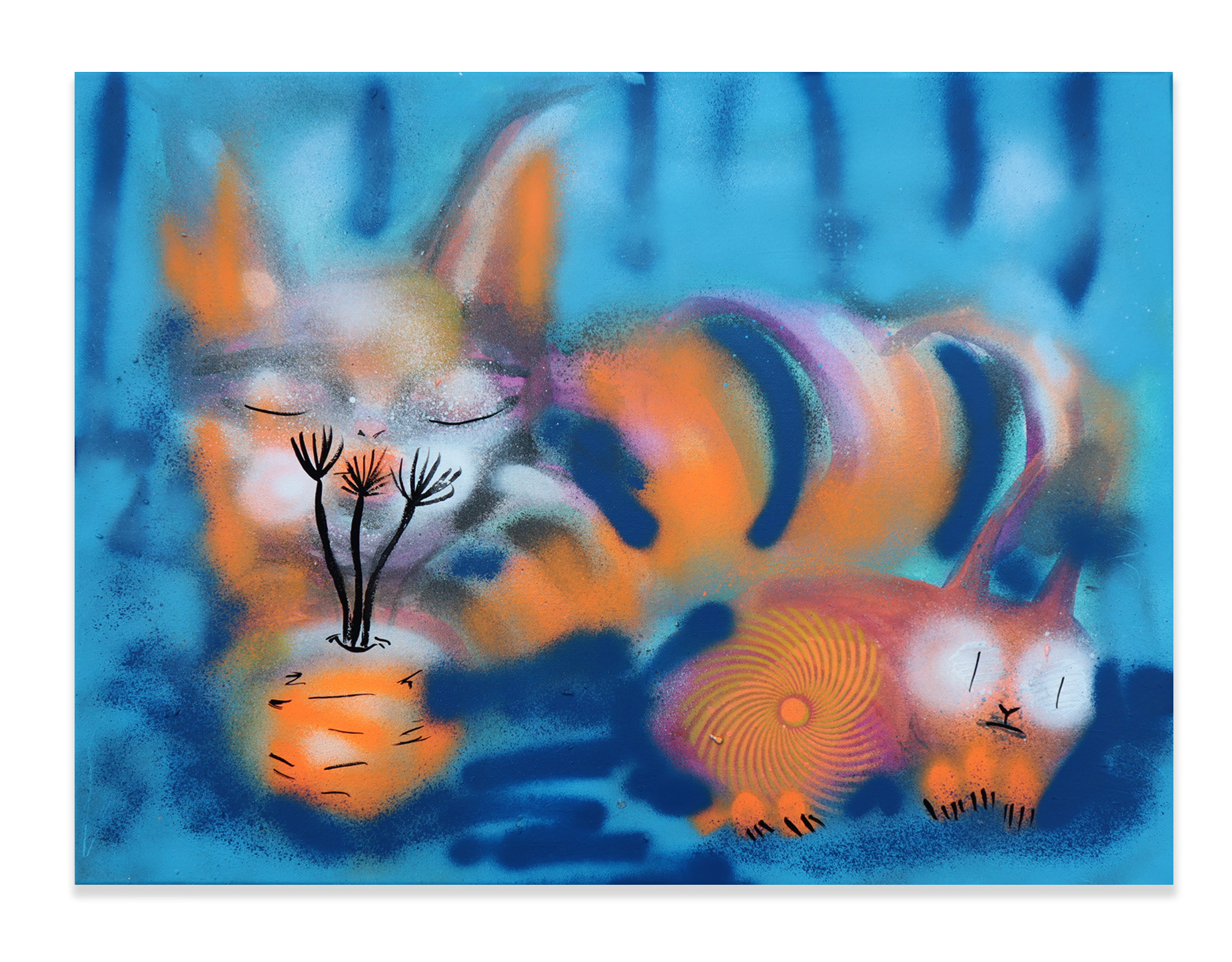 Spray paint and acrylic on canvas