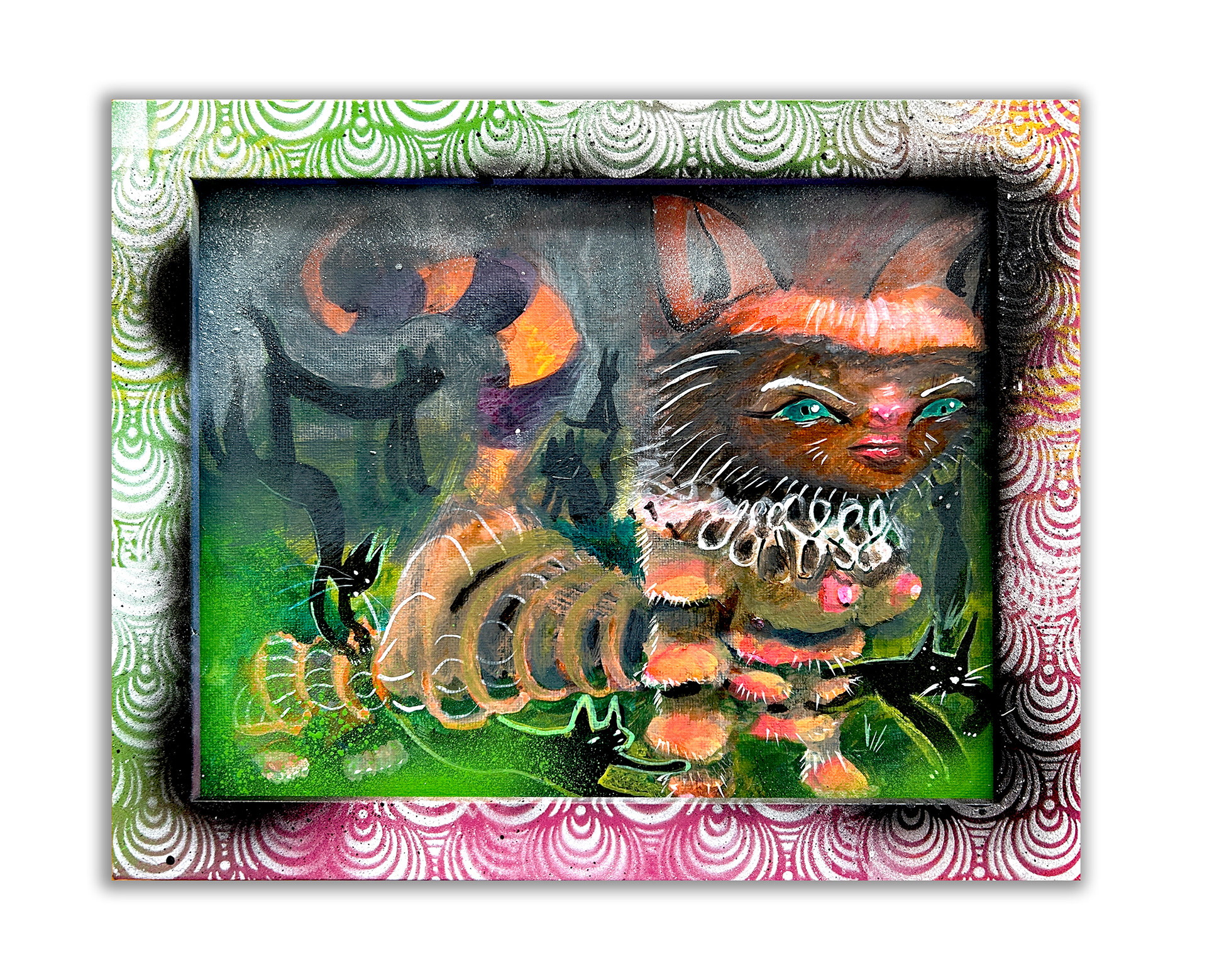Witchy cat w/frame