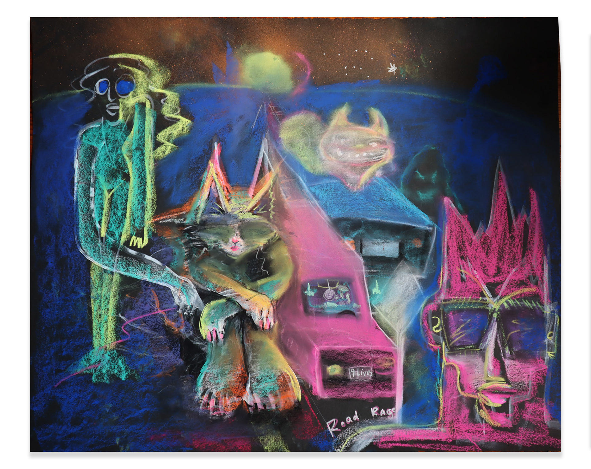 Pastel on black paper