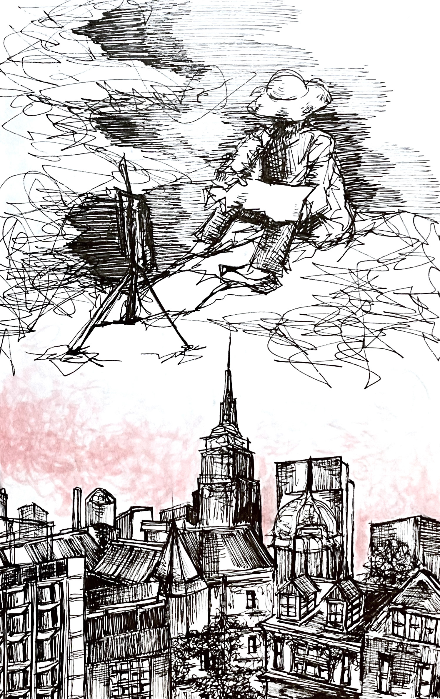 Sketches I, Pen and Highlight Pen, 5.5 x 8.5
