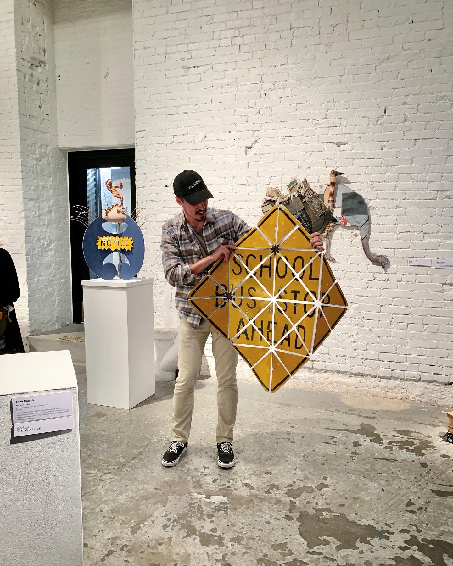 Demonstrating the sculpture unfolded at Brew House Ass'n in Fall 2022