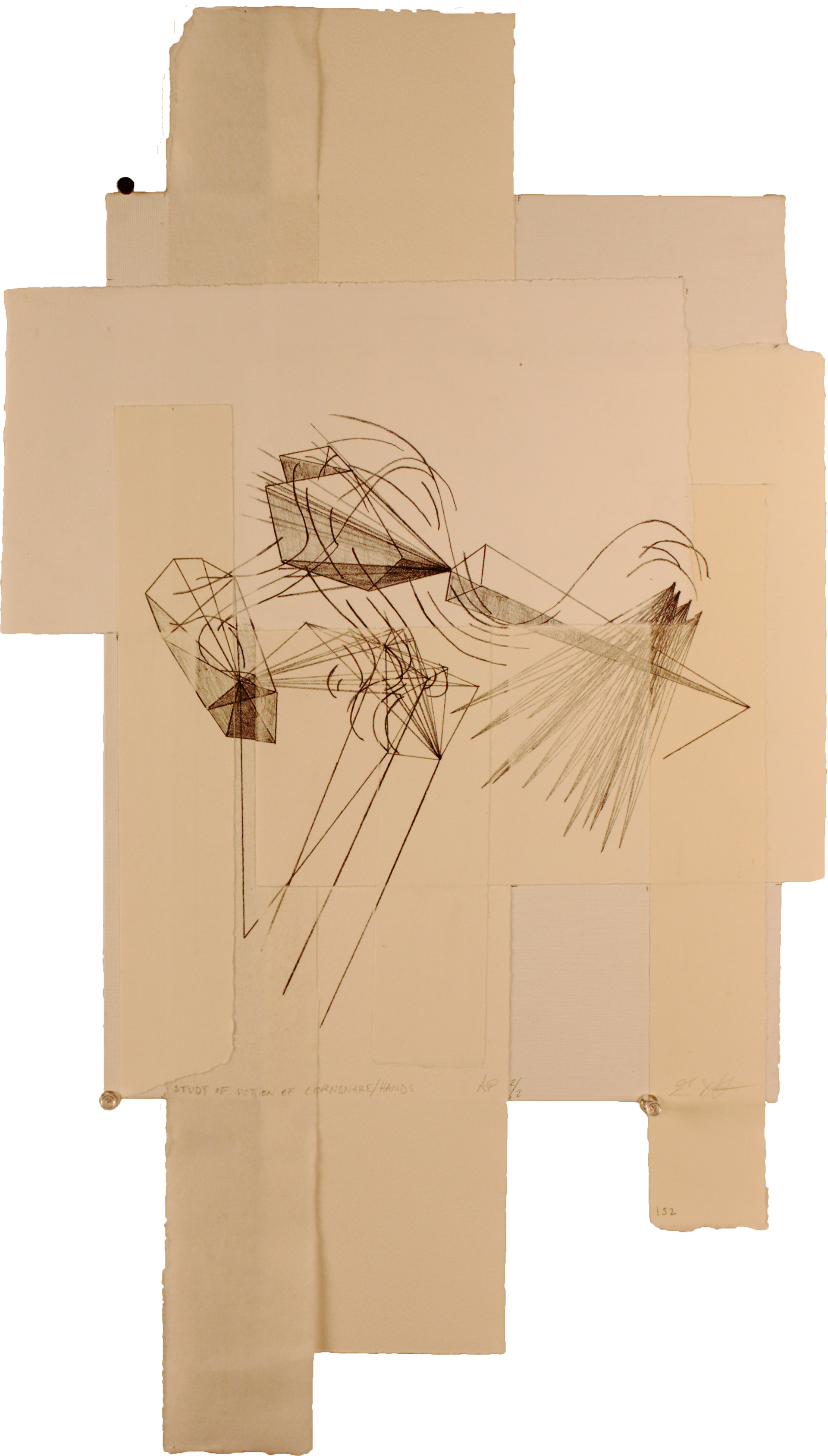 AP 1 on scrap Rives mounted on canvas